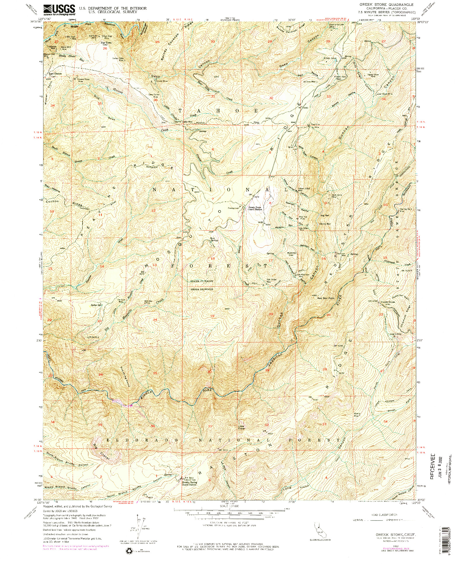 USGS 1:24000-SCALE QUADRANGLE FOR GREEK STORE, CA 1952