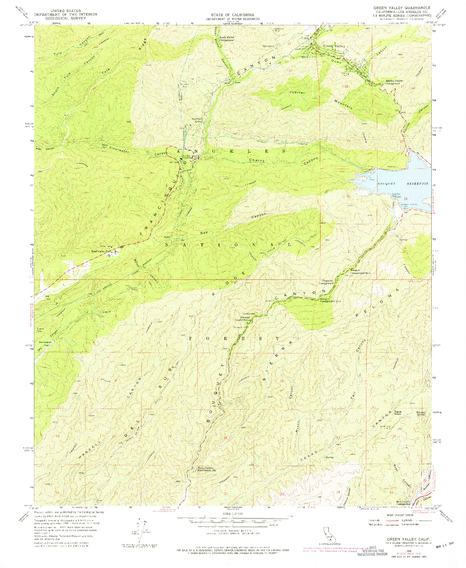 USGS 1:24000-SCALE QUADRANGLE FOR GREEN VALLEY, CA 1958