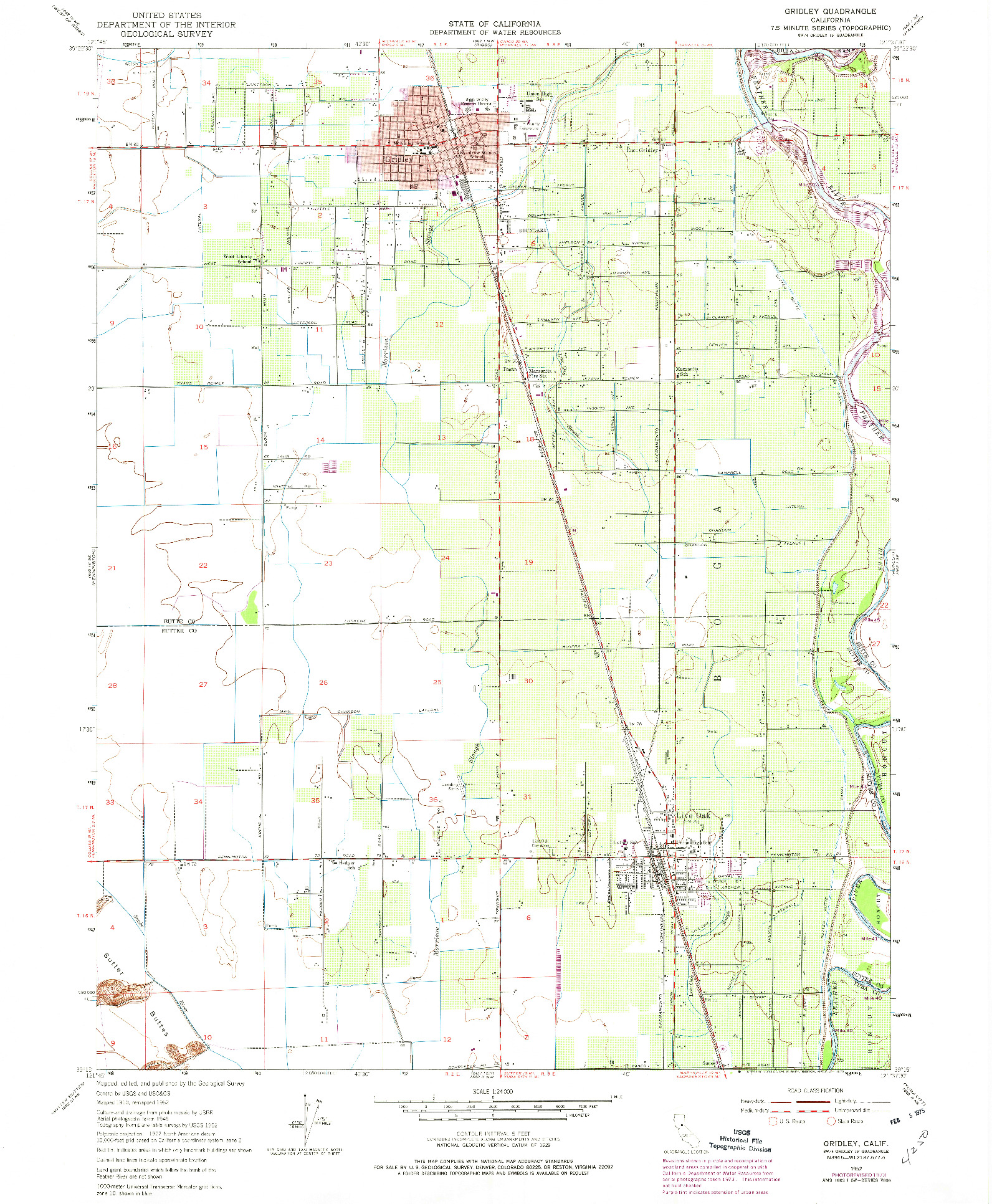 USGS 1:24000-SCALE QUADRANGLE FOR GRIDLEY, CA 1952