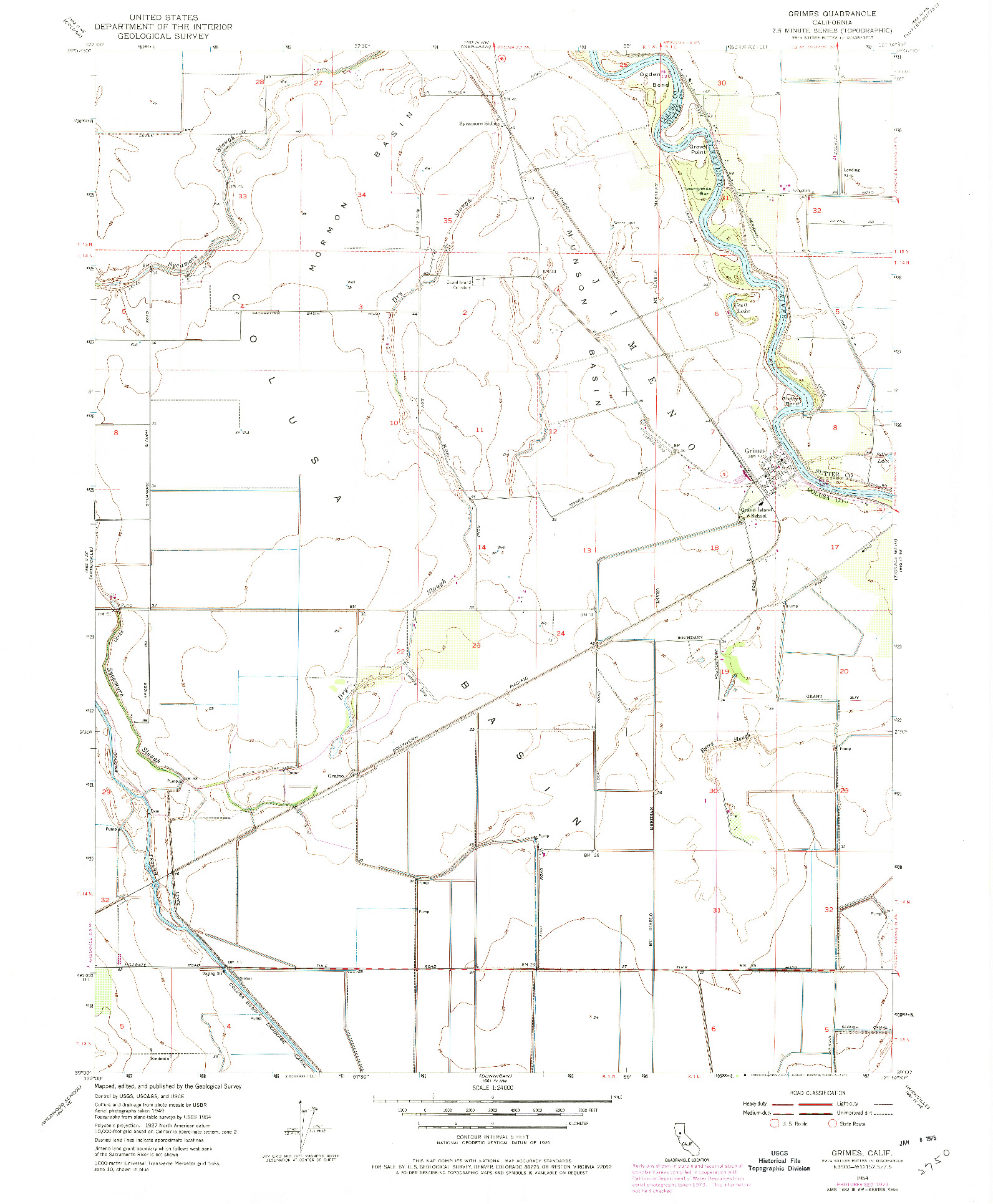 USGS 1:24000-SCALE QUADRANGLE FOR GRIMES, CA 1954