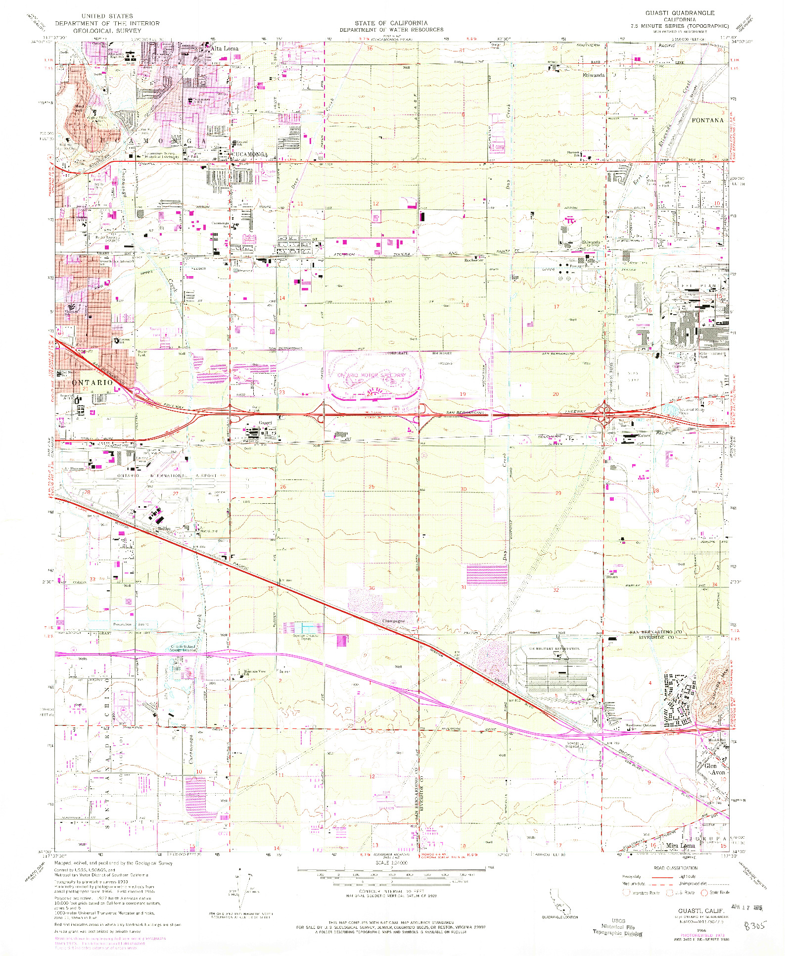 USGS 1:24000-SCALE QUADRANGLE FOR GUASTI, CA 1966