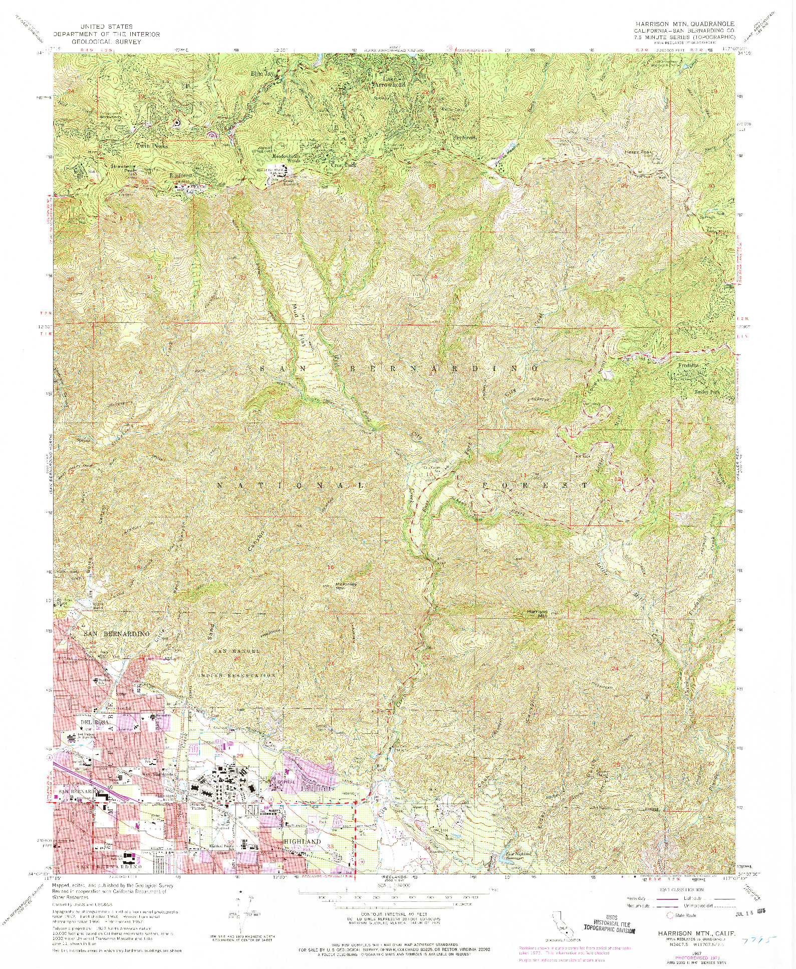 USGS 1:24000-SCALE QUADRANGLE FOR HARRISON MTN, CA 1967