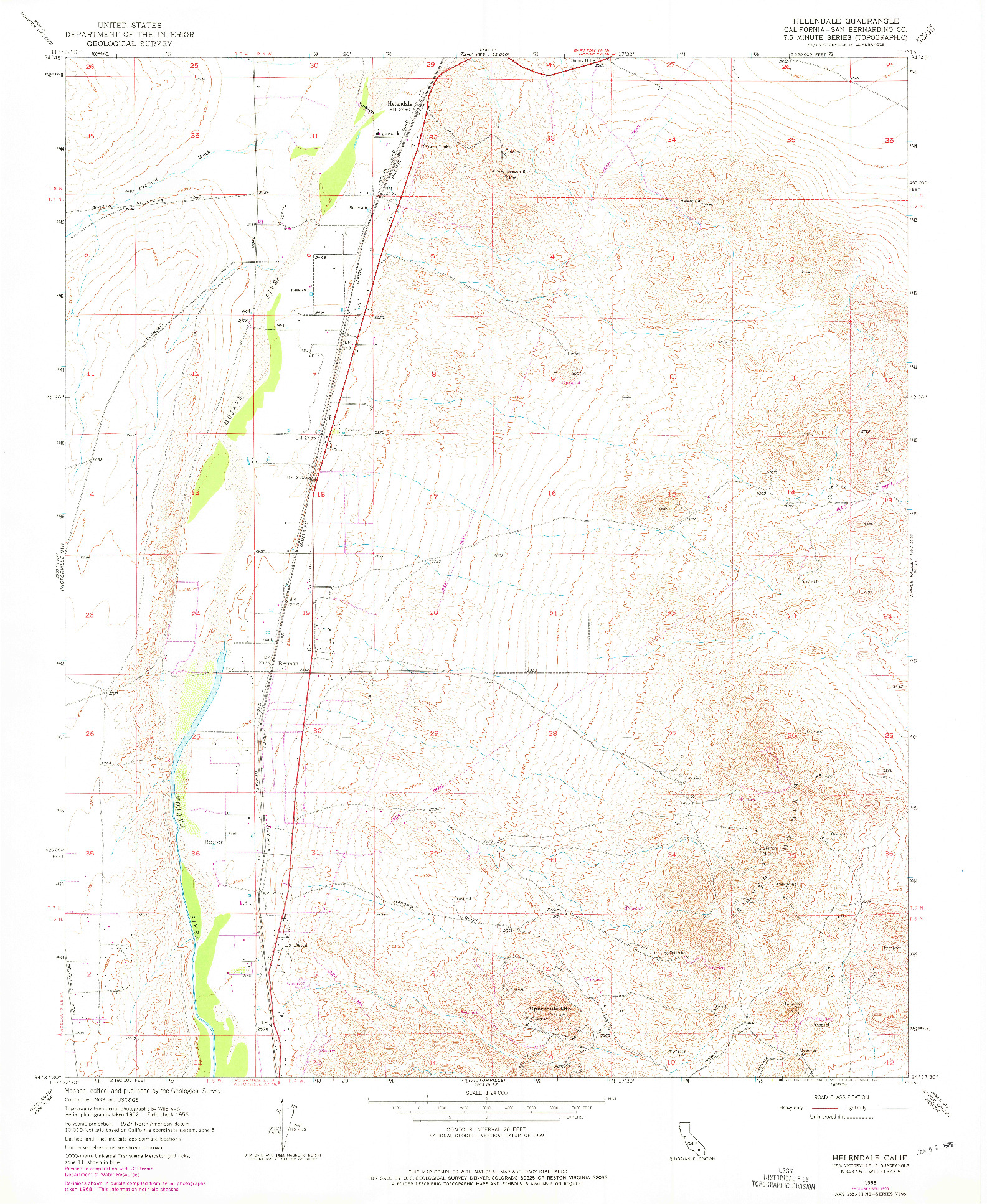 USGS 1:24000-SCALE QUADRANGLE FOR HELENDALE, CA 1956