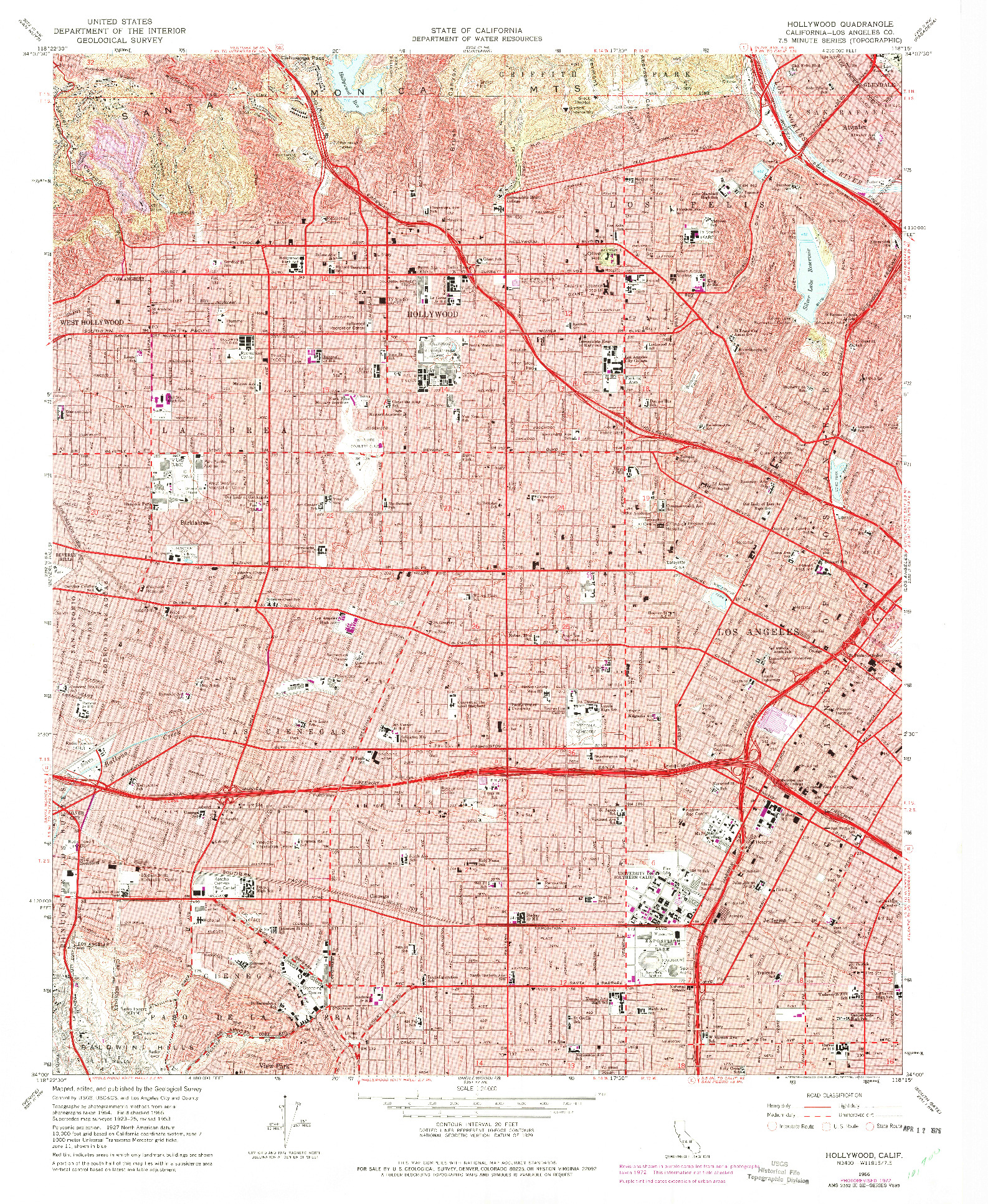 USGS 1:24000-SCALE QUADRANGLE FOR HOLLYWOOD, CA 1966