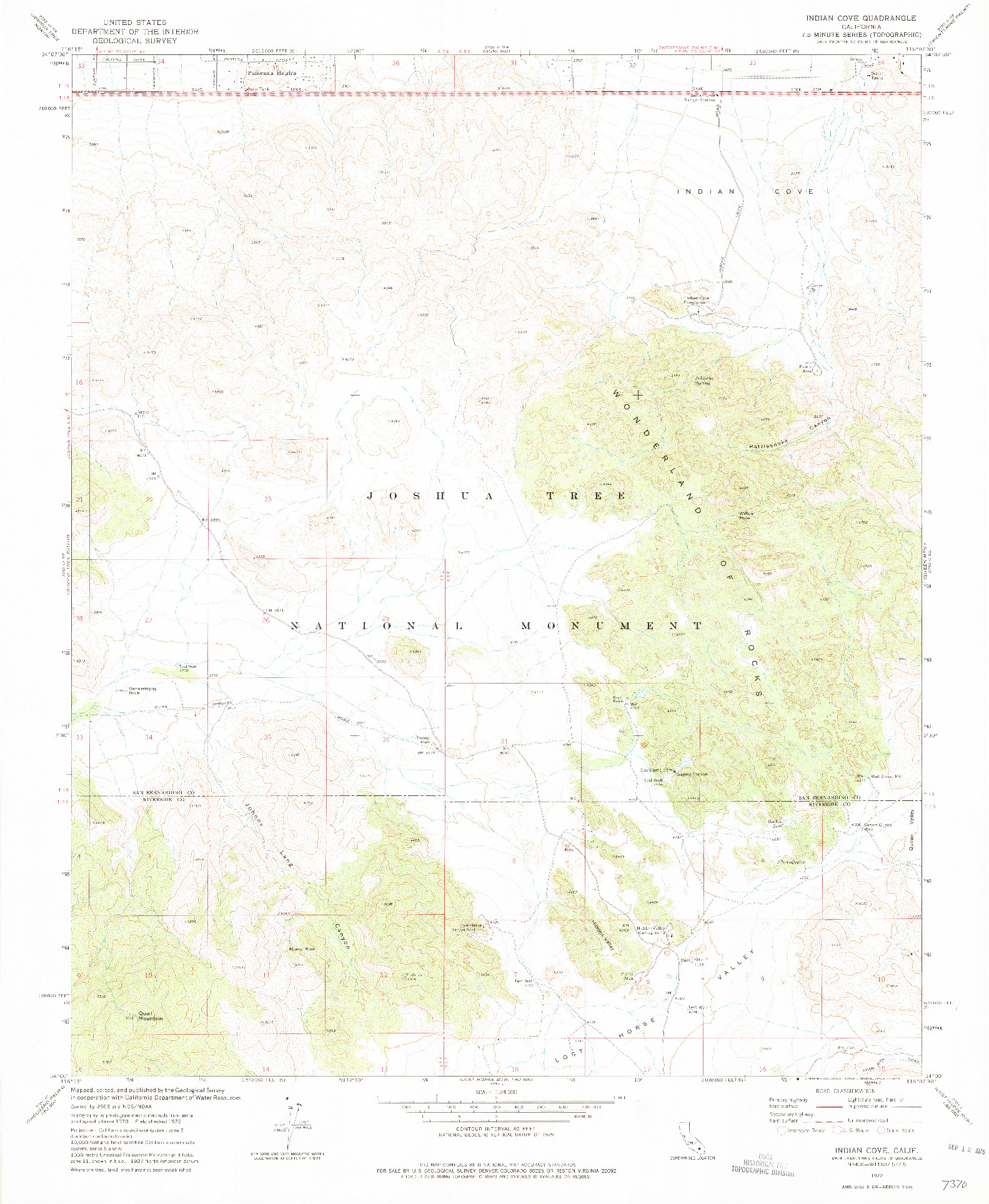 USGS 1:24000-SCALE QUADRANGLE FOR INDIAN COVE, CA 1972