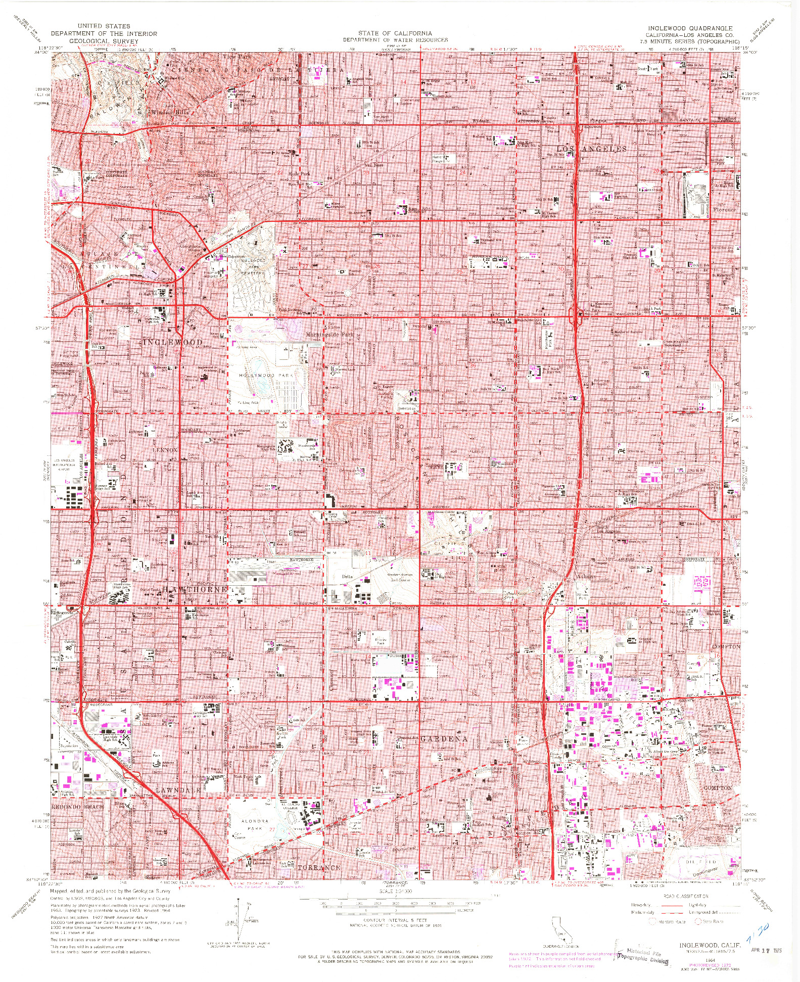 USGS 1:24000-SCALE QUADRANGLE FOR INGLEWOOD, CA 1964