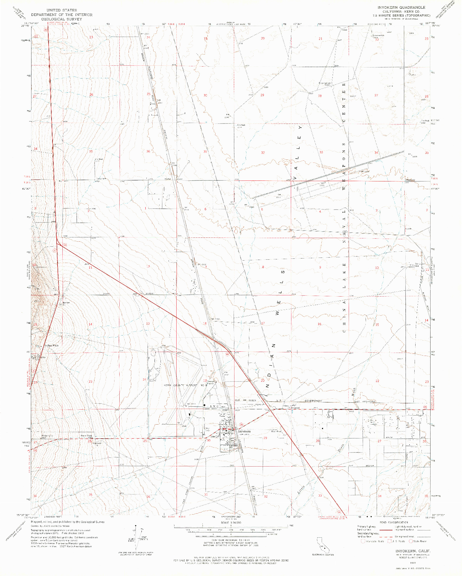 USGS 1:24000-SCALE QUADRANGLE FOR INYOKERN, CA 1972