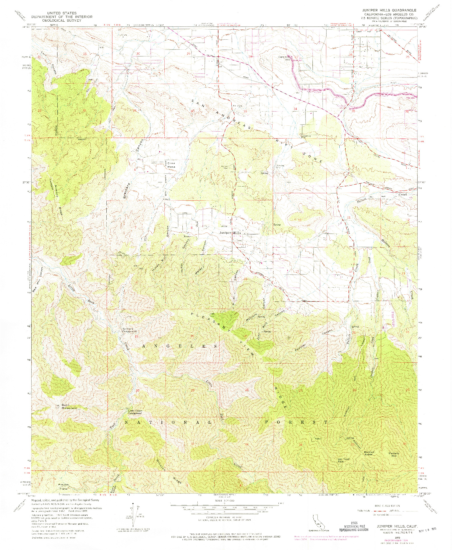USGS 1:24000-SCALE QUADRANGLE FOR JUNIPER HILLS, CA 1959