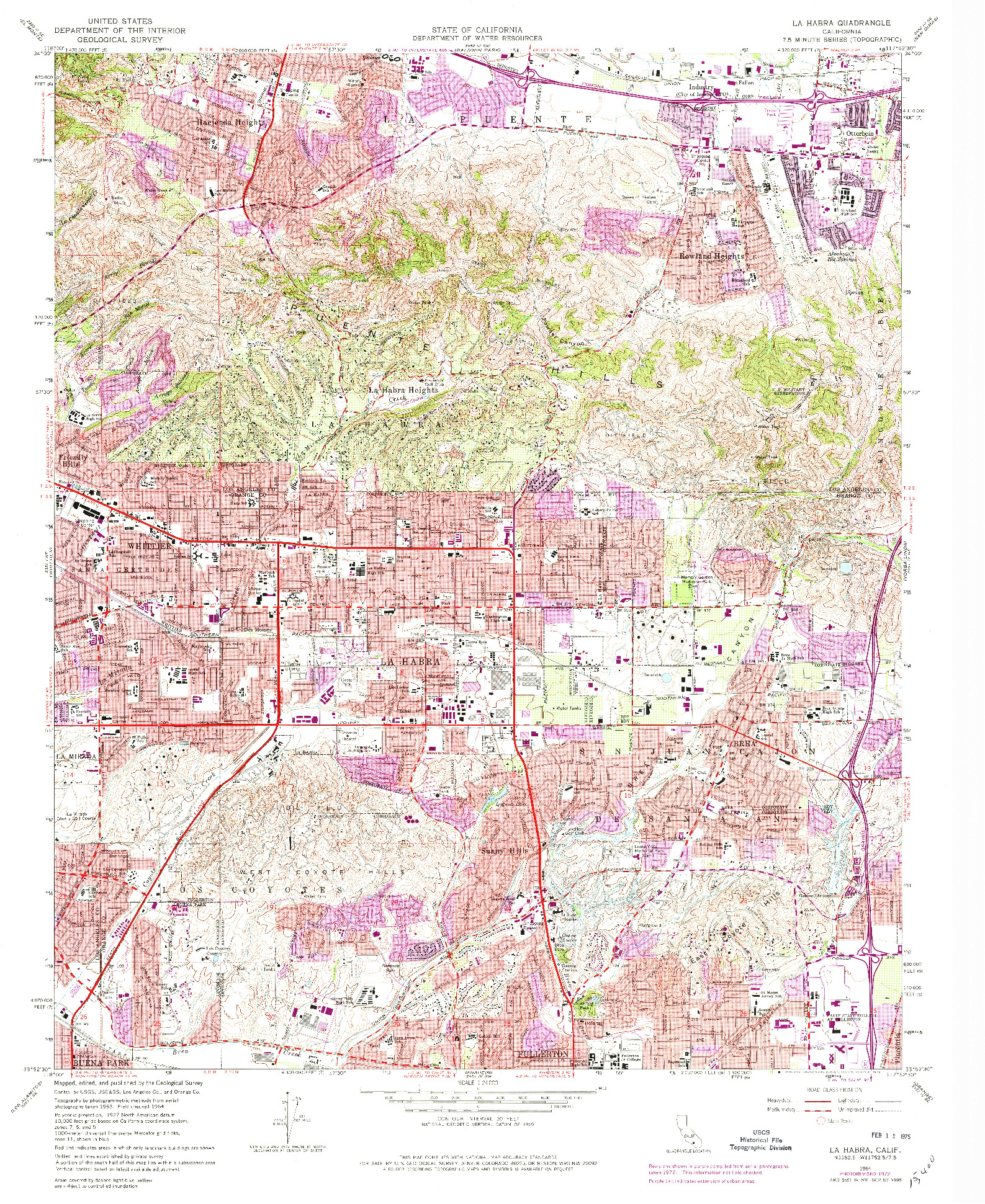 USGS 1:24000-SCALE QUADRANGLE FOR LA HABRA, CA 1964