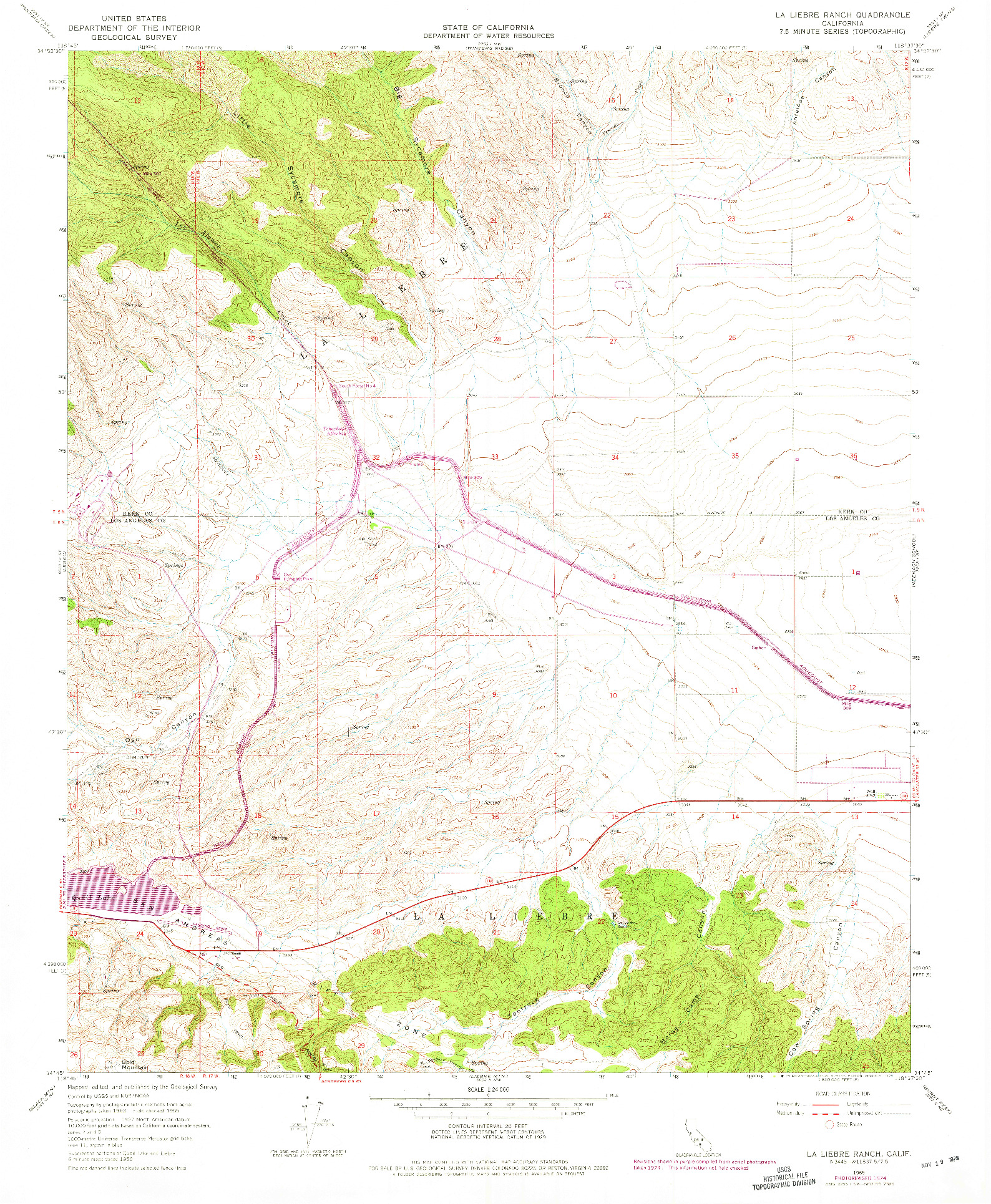 USGS 1:24000-SCALE QUADRANGLE FOR LA LIEBRE RANCH, CA 1965