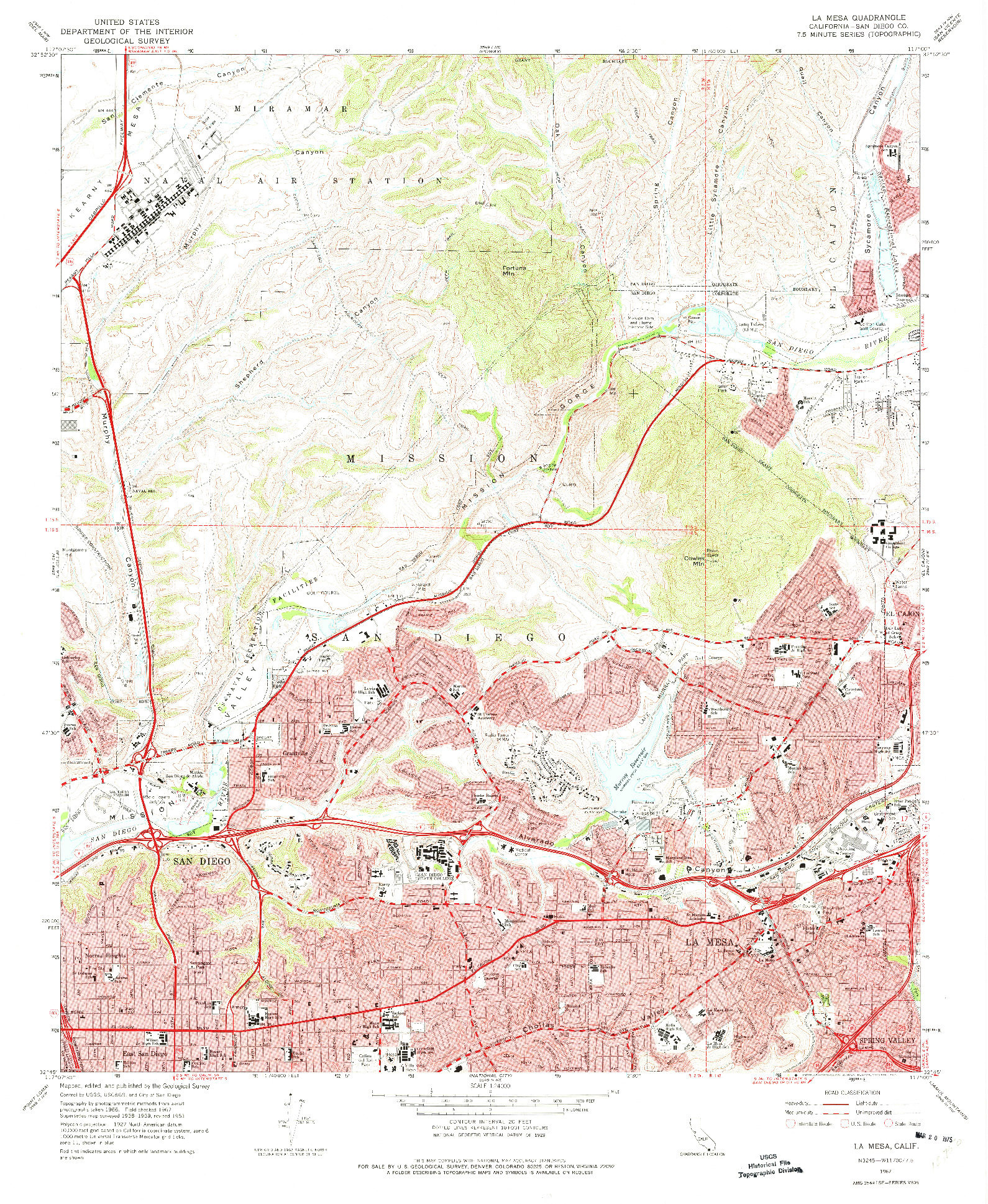 USGS 1:24000-SCALE QUADRANGLE FOR LA MESA, CA 1967