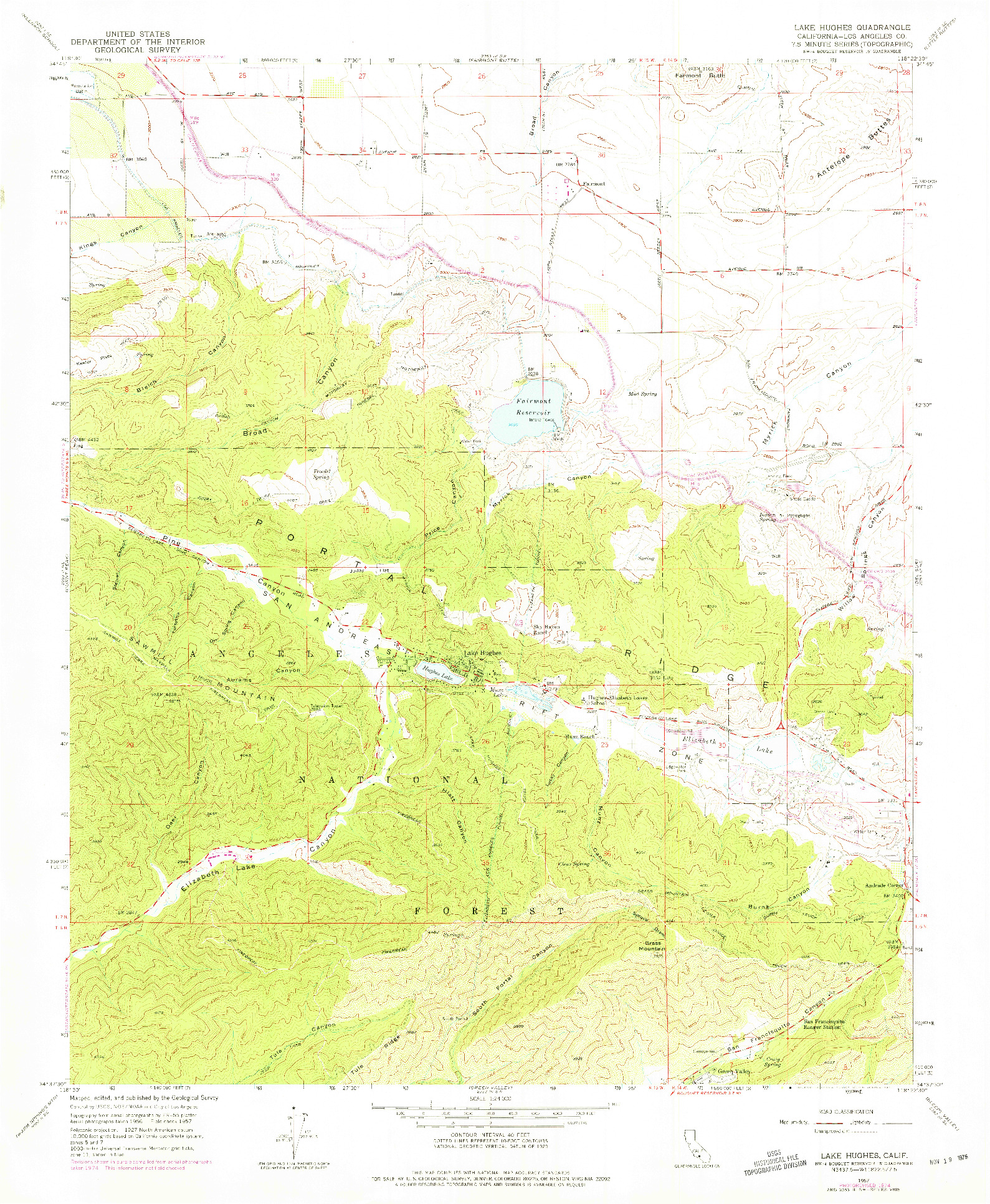 USGS 1:24000-SCALE QUADRANGLE FOR LAKE HUGHES, CA 1957
