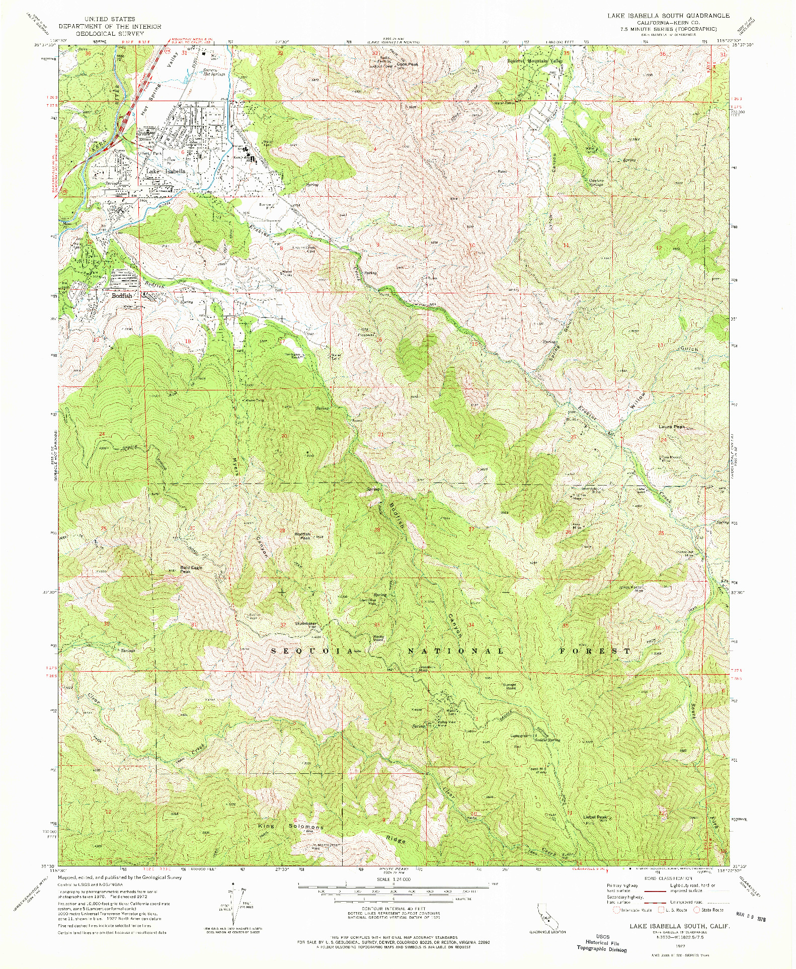 USGS 1:24000-SCALE QUADRANGLE FOR LAKE ISABELLA SOUTH, CA 1972