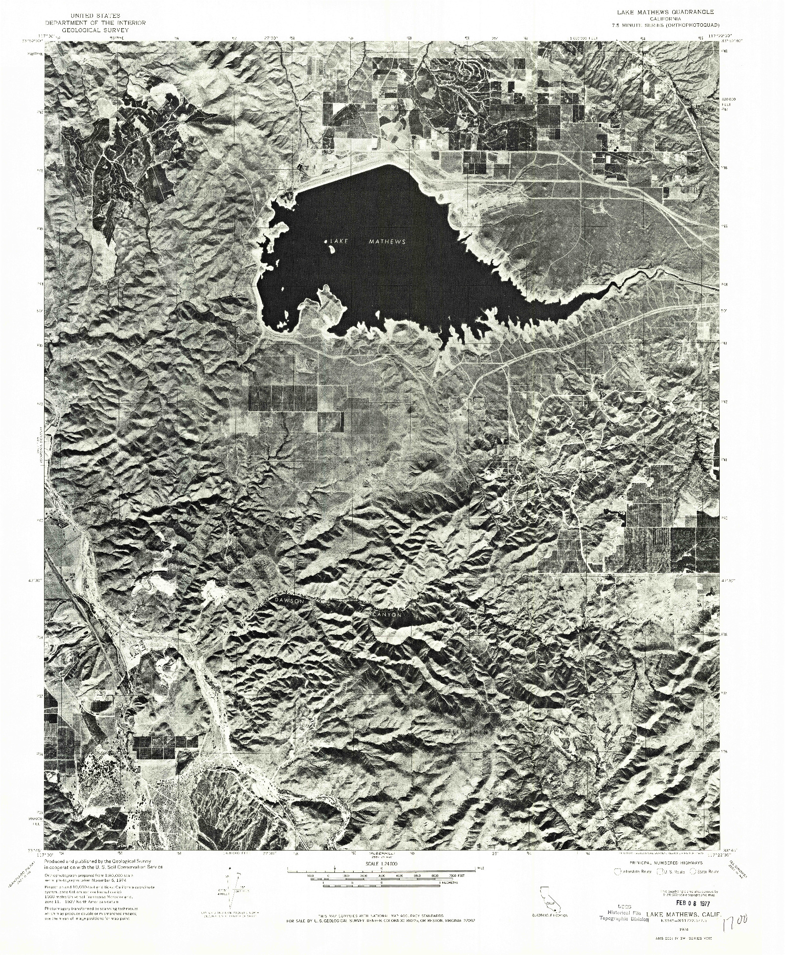 USGS 1:24000-SCALE QUADRANGLE FOR LAKE MATHEWS, CA 1974