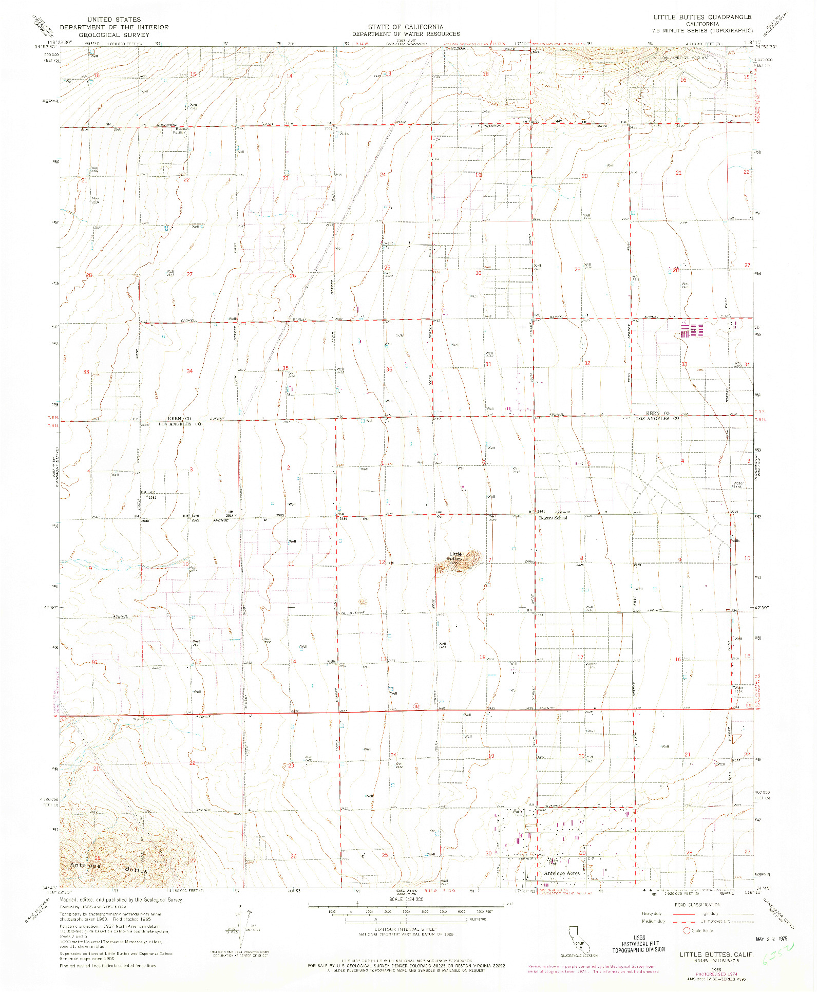 USGS 1:24000-SCALE QUADRANGLE FOR LITTLE BUTTES, CA 1965