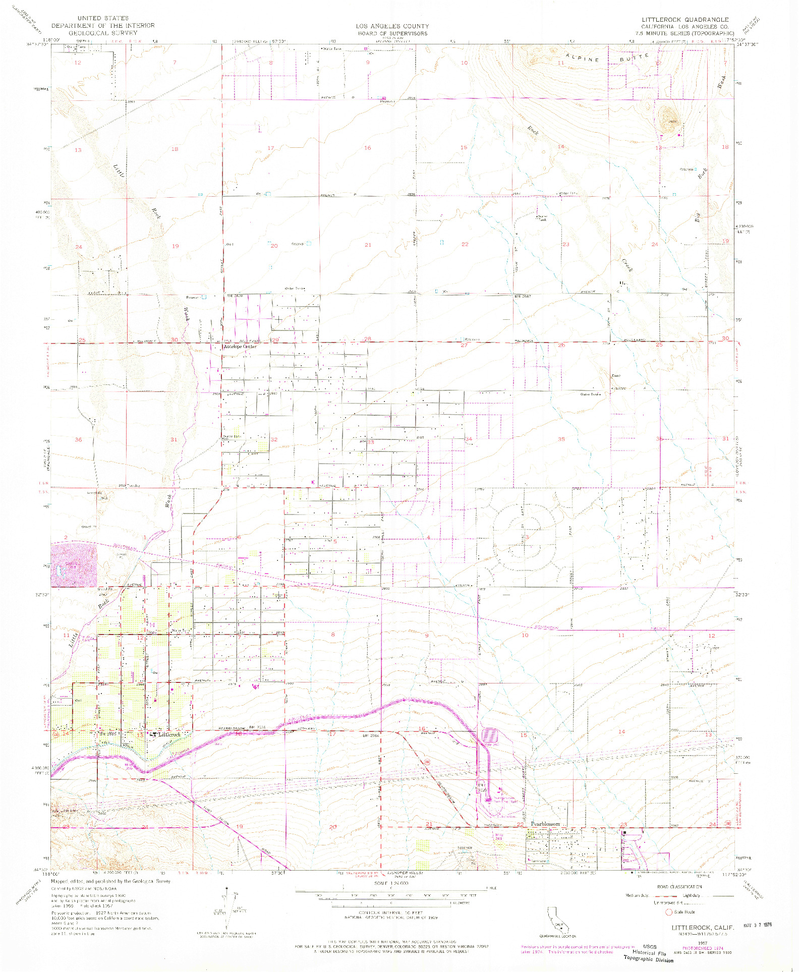 USGS 1:24000-SCALE QUADRANGLE FOR LITTLEROCK, CA 1957