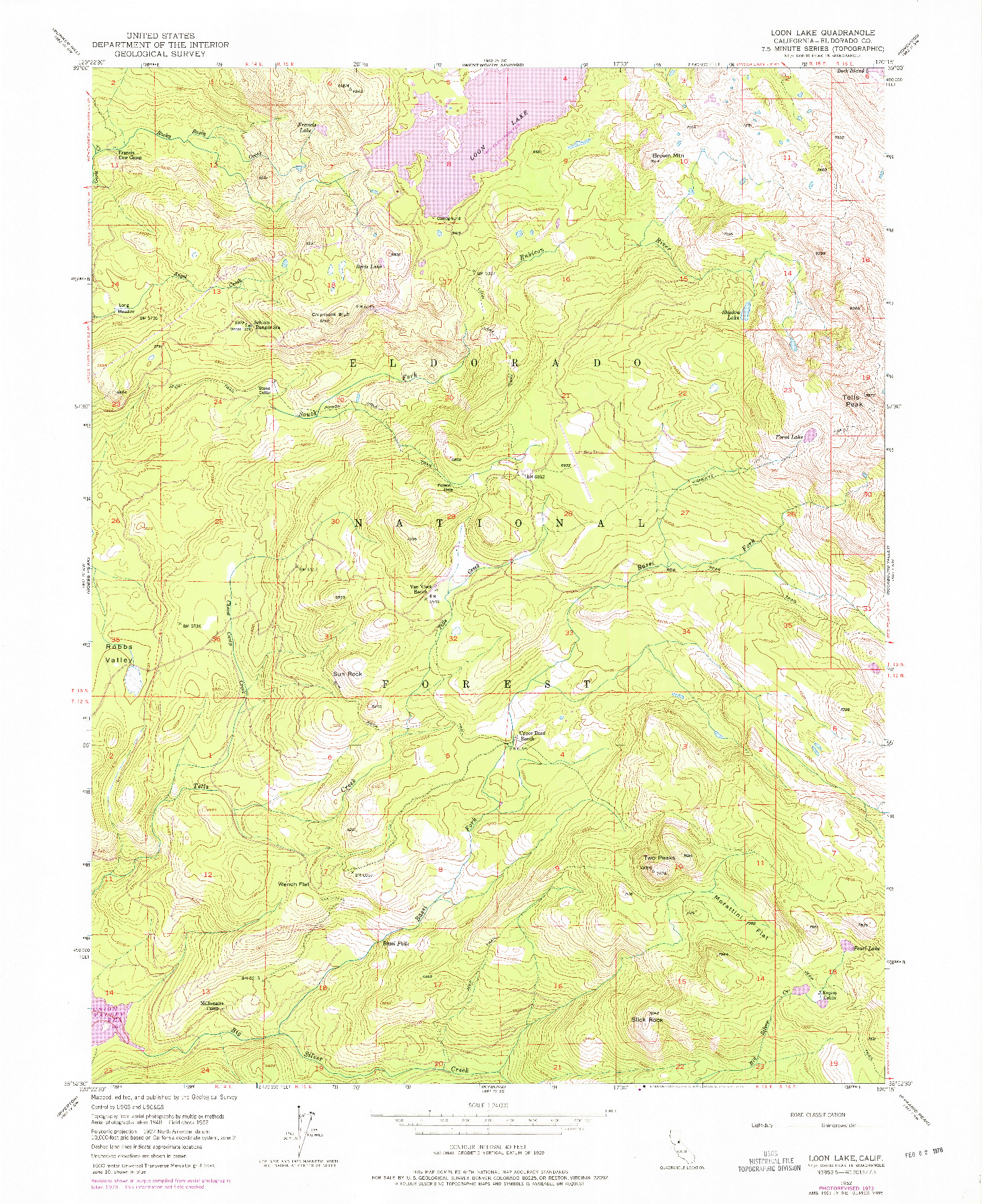 USGS 1:24000-SCALE QUADRANGLE FOR LOON LAKE, CA 1952