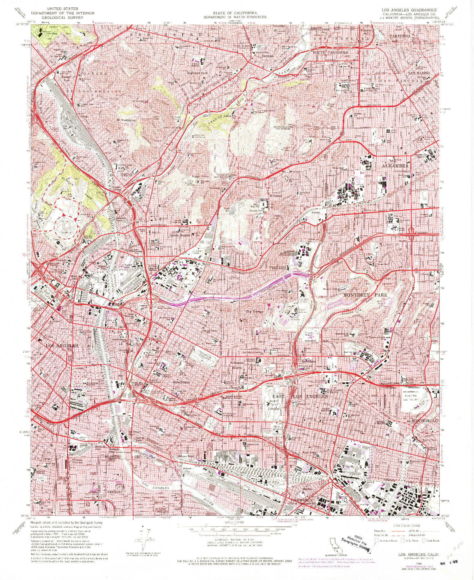USGS 1:24000-SCALE QUADRANGLE FOR LOS ANGELES, CA 1966
