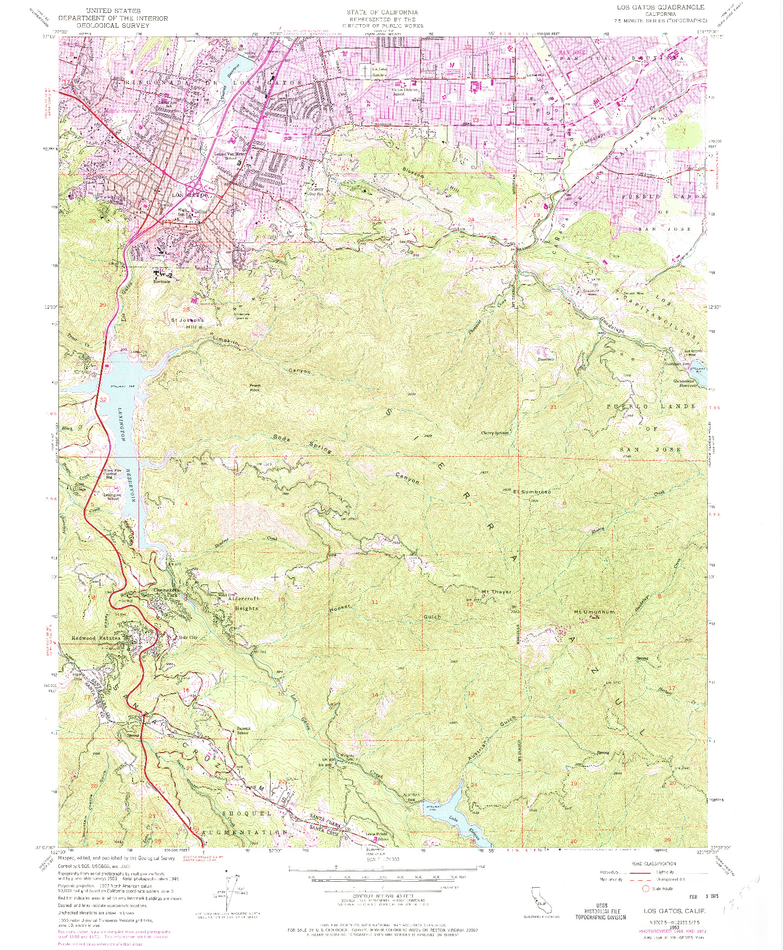 USGS 1:24000-SCALE QUADRANGLE FOR LOS GATOS, CA 1953