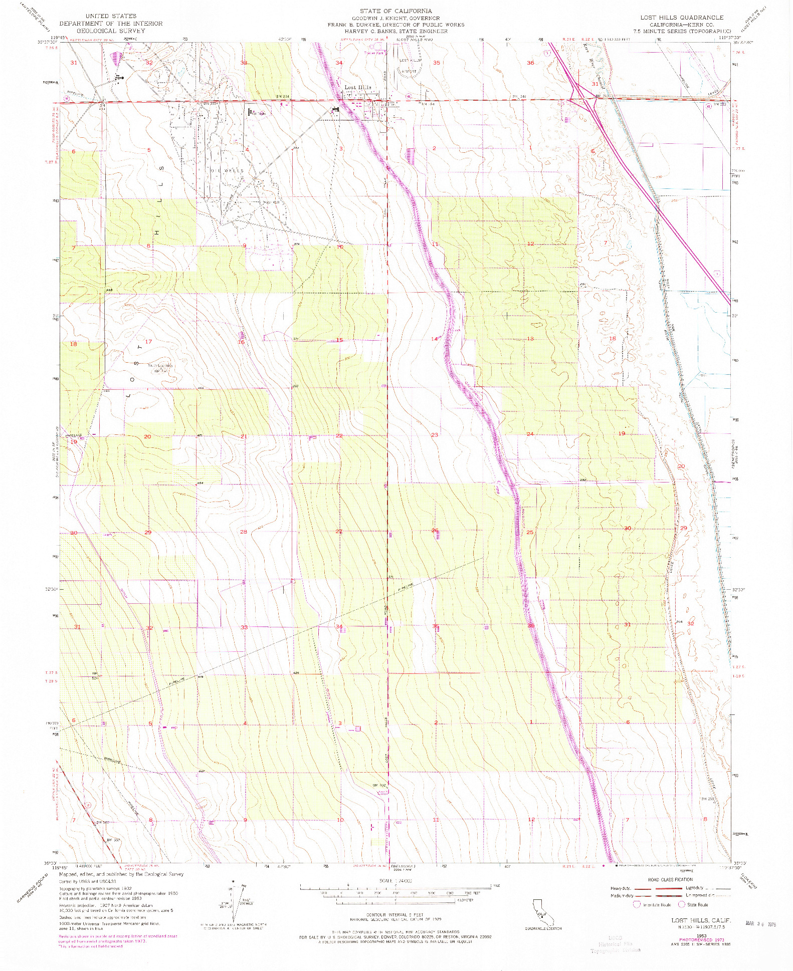 USGS 1:24000-SCALE QUADRANGLE FOR LOST HILLS, CA 1953