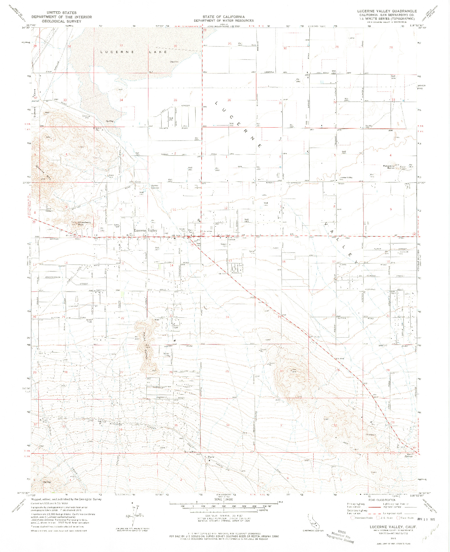 USGS 1:24000-SCALE QUADRANGLE FOR LUCERNE VALLEY, CA 1971