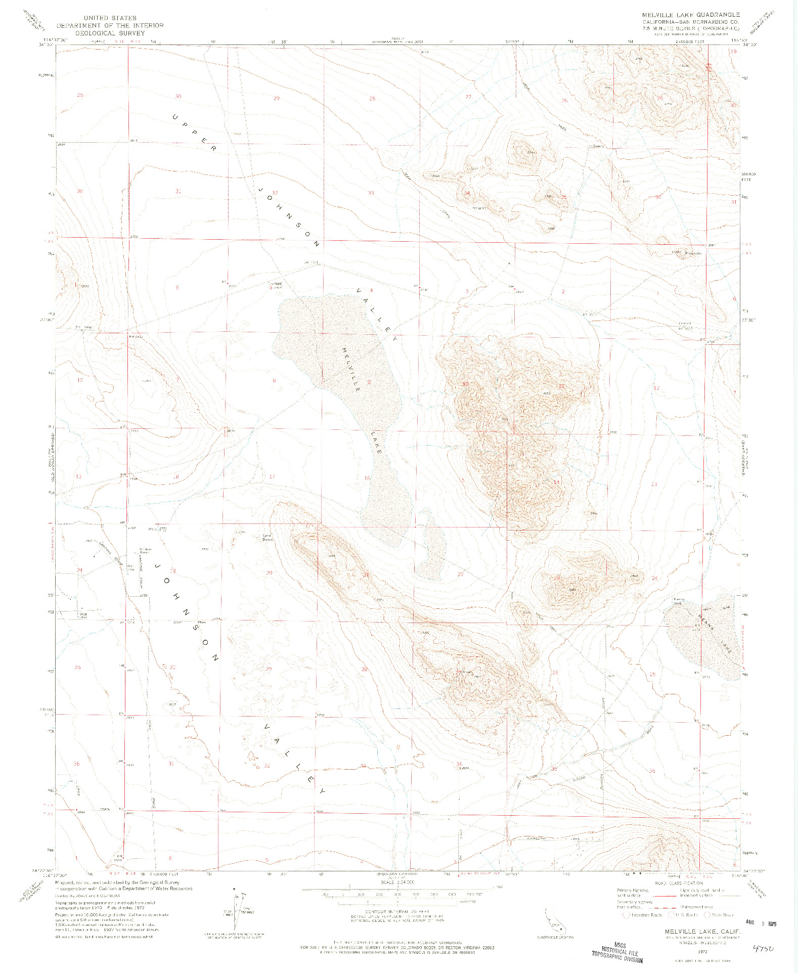 USGS 1:24000-SCALE QUADRANGLE FOR MELVILLE LAKE, CA 1972