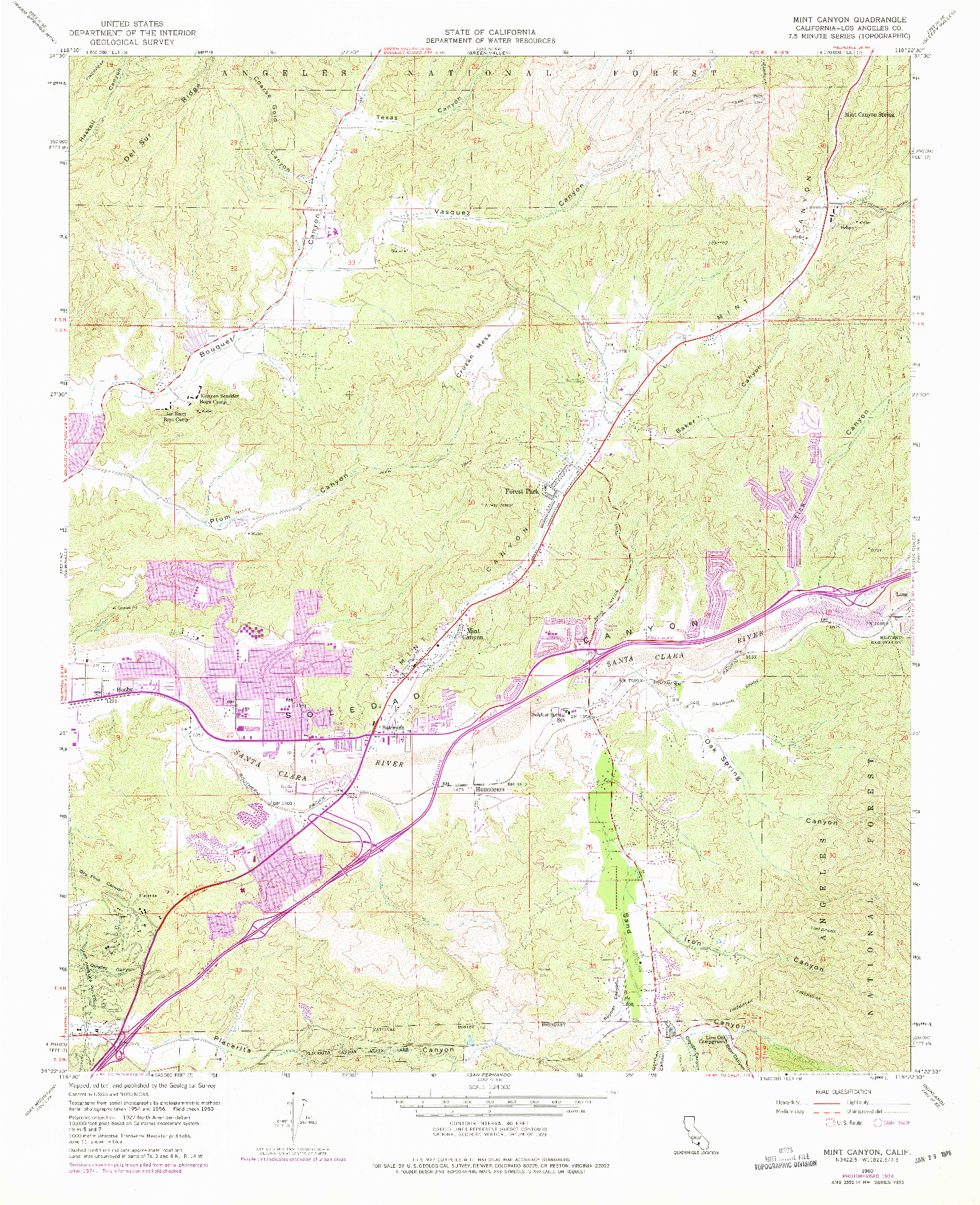 USGS 1:24000-SCALE QUADRANGLE FOR MINT CANYON, CA 1960