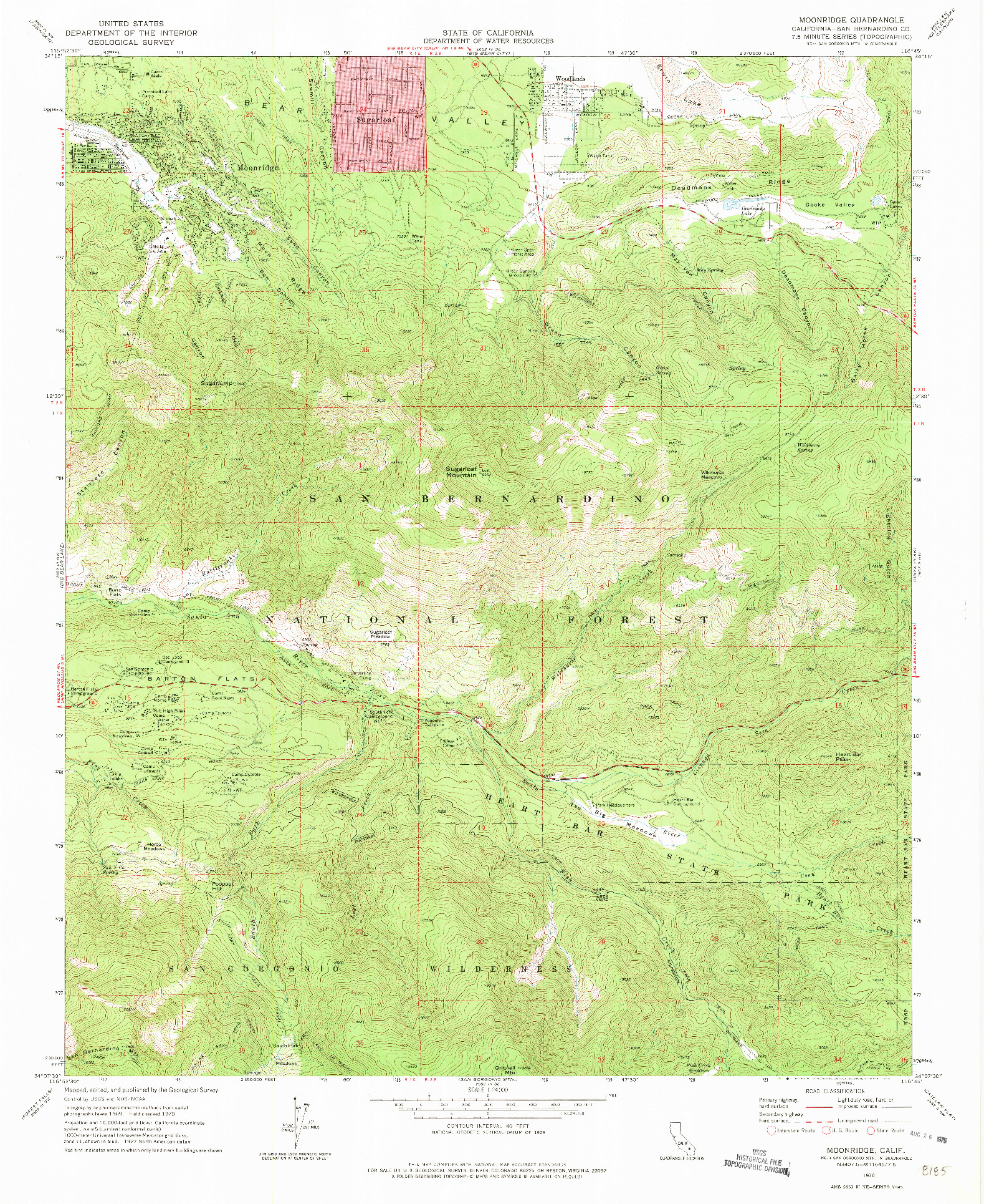 USGS 1:24000-SCALE QUADRANGLE FOR MOONRIDGE, CA 1970