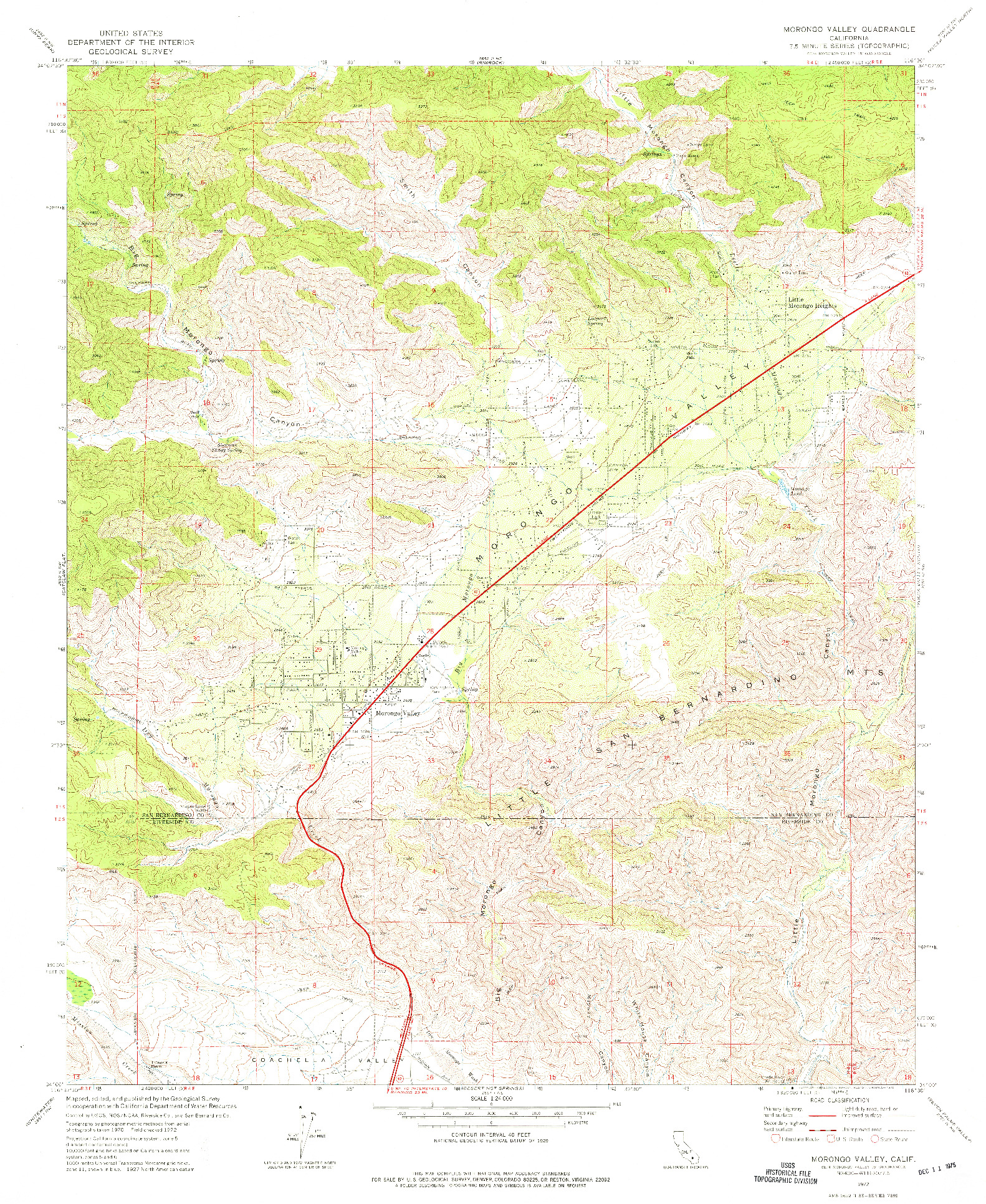 USGS 1:24000-SCALE QUADRANGLE FOR MORONGO VALLEY, CA 1972