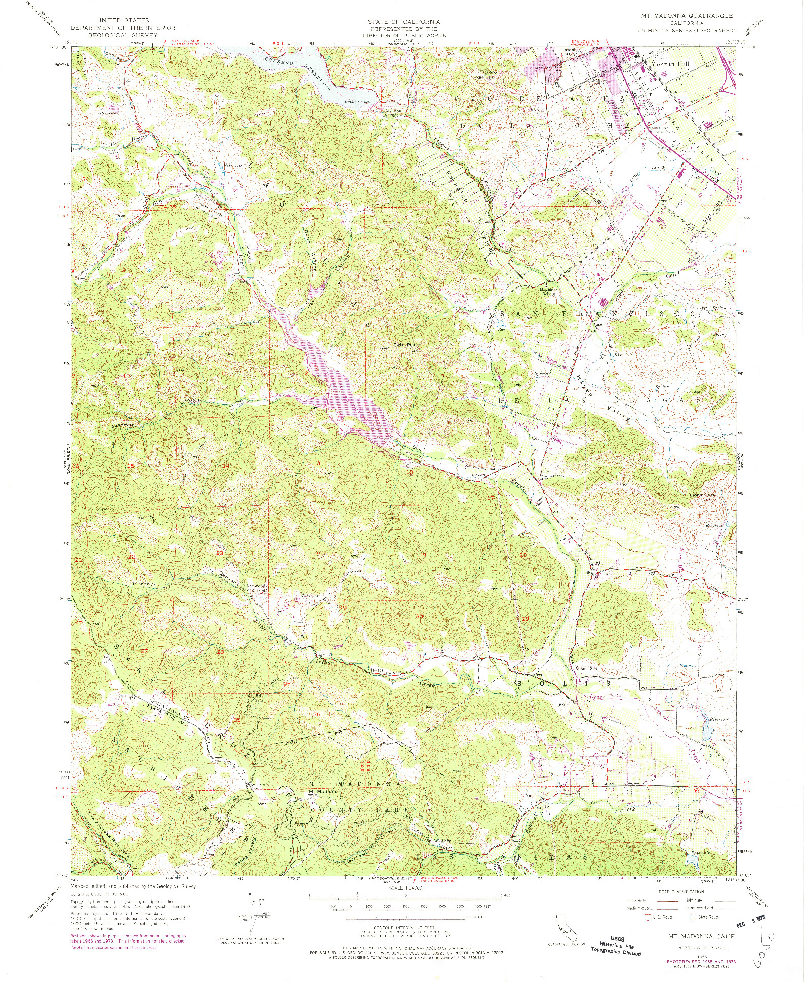 USGS 1:24000-SCALE QUADRANGLE FOR MT. MADONNA, CA 1955