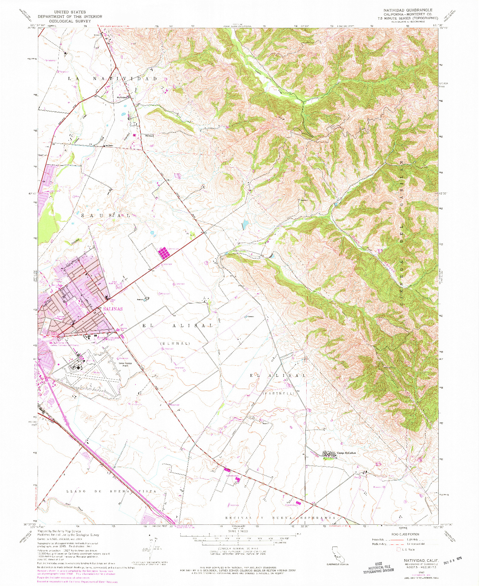 USGS 1:24000-SCALE QUADRANGLE FOR NATIVIDAD, CA 1947