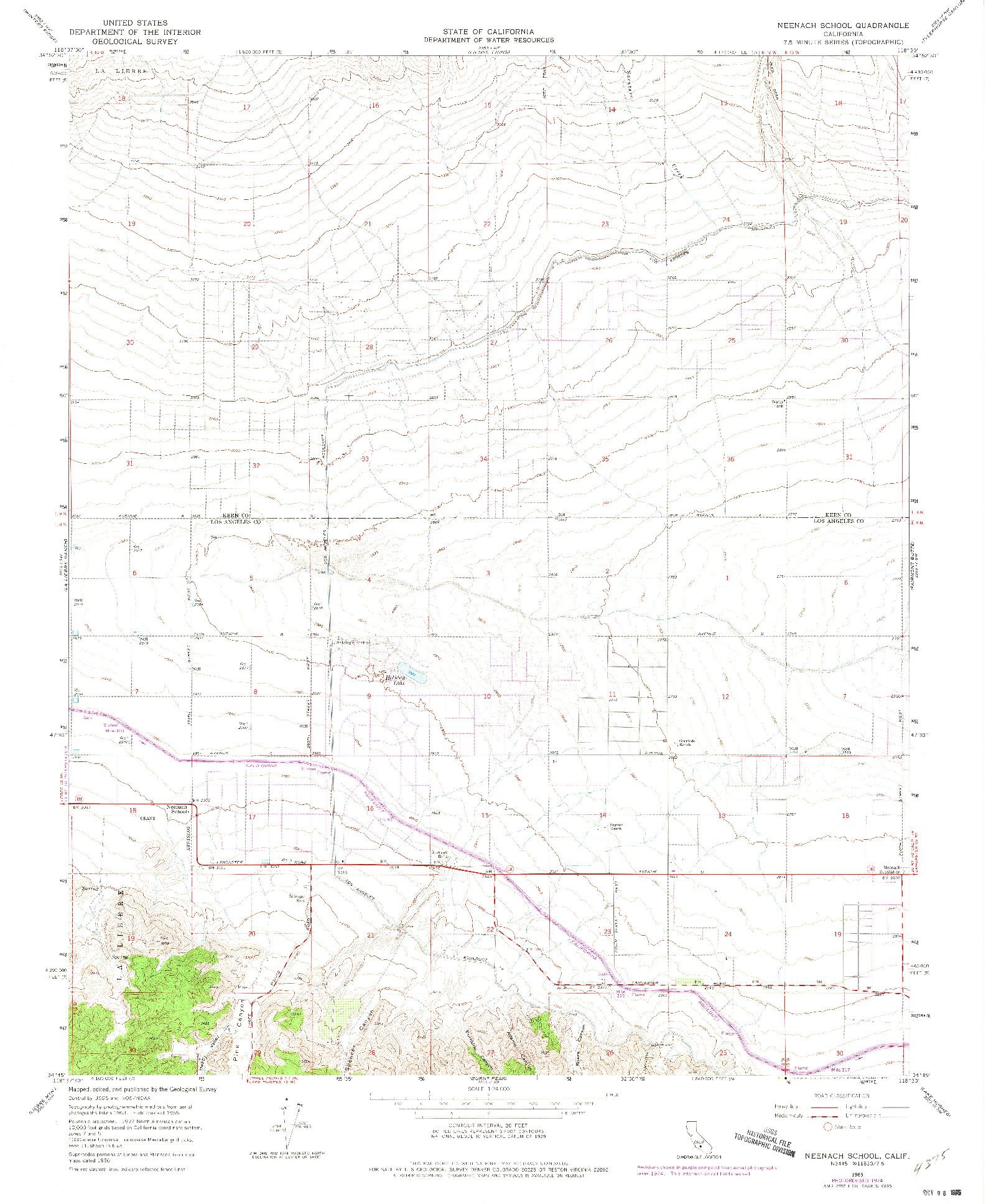 USGS 1:24000-SCALE QUADRANGLE FOR NEENACH SCHOOL, CA 1965