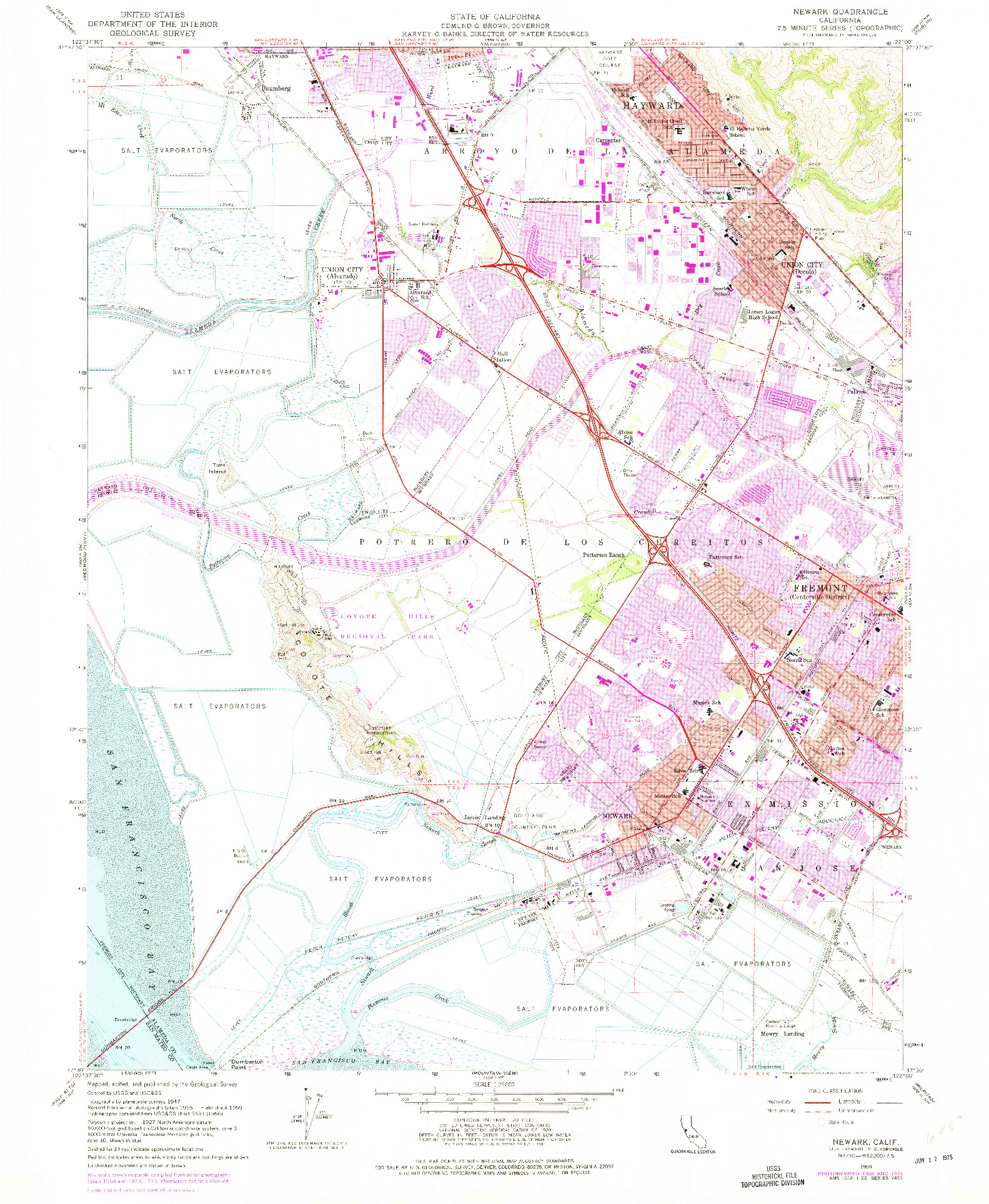 USGS 1:24000-SCALE QUADRANGLE FOR NEWARK, CA 1959