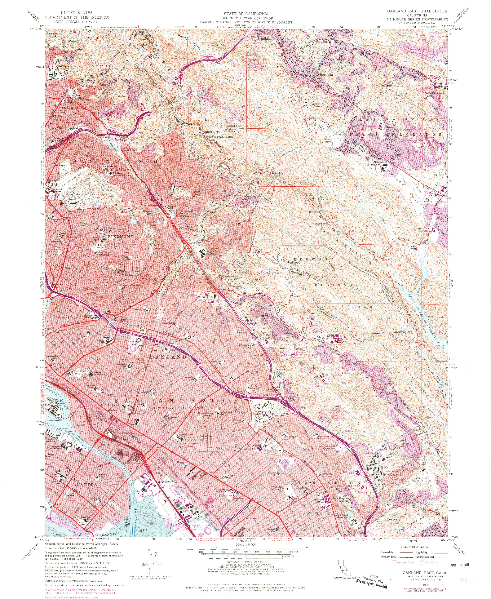 USGS 1:24000-SCALE QUADRANGLE FOR OAKLAND EAST, CA 1959