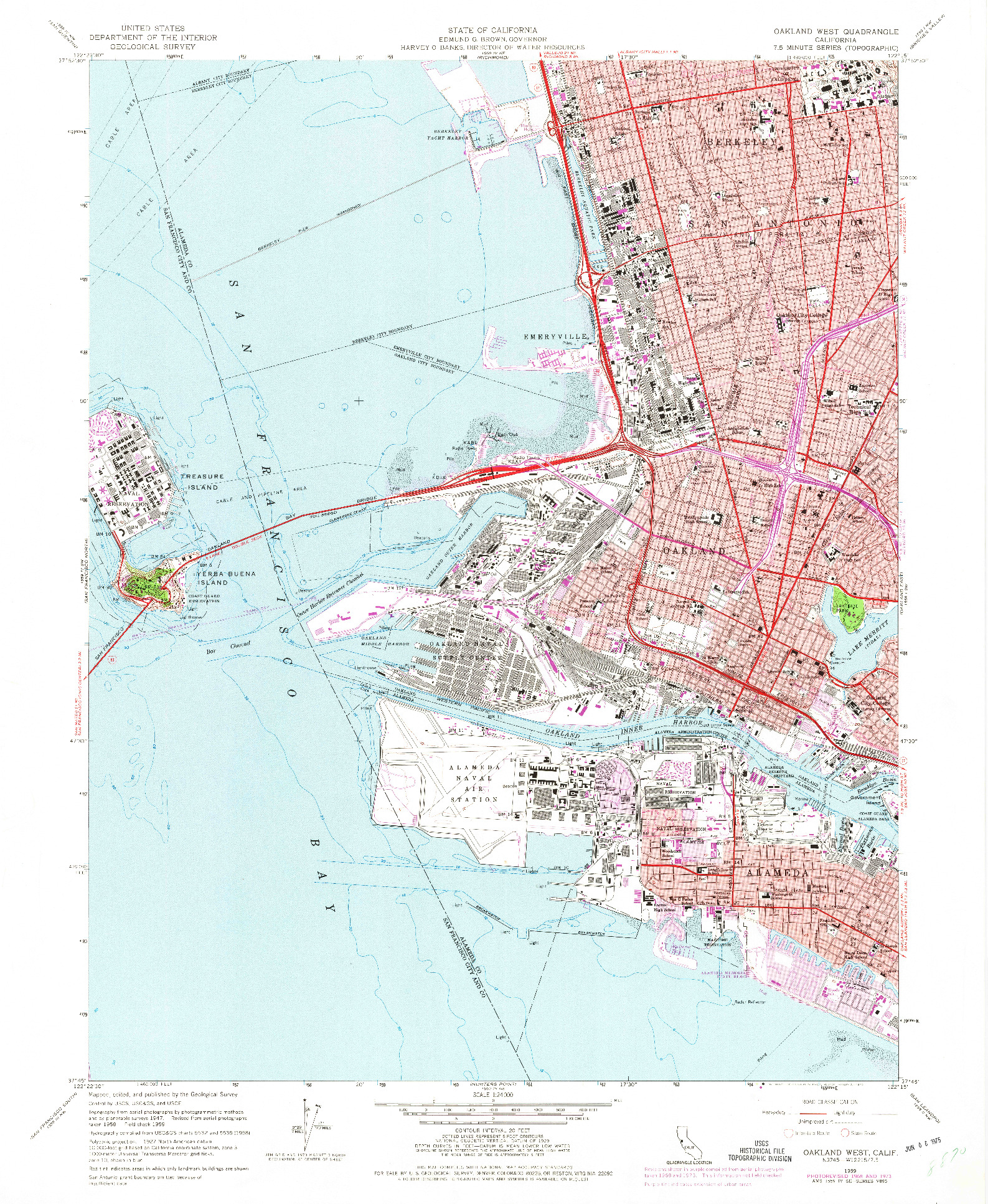 USGS 1:24000-SCALE QUADRANGLE FOR OAKLAND WEST, CA 1959