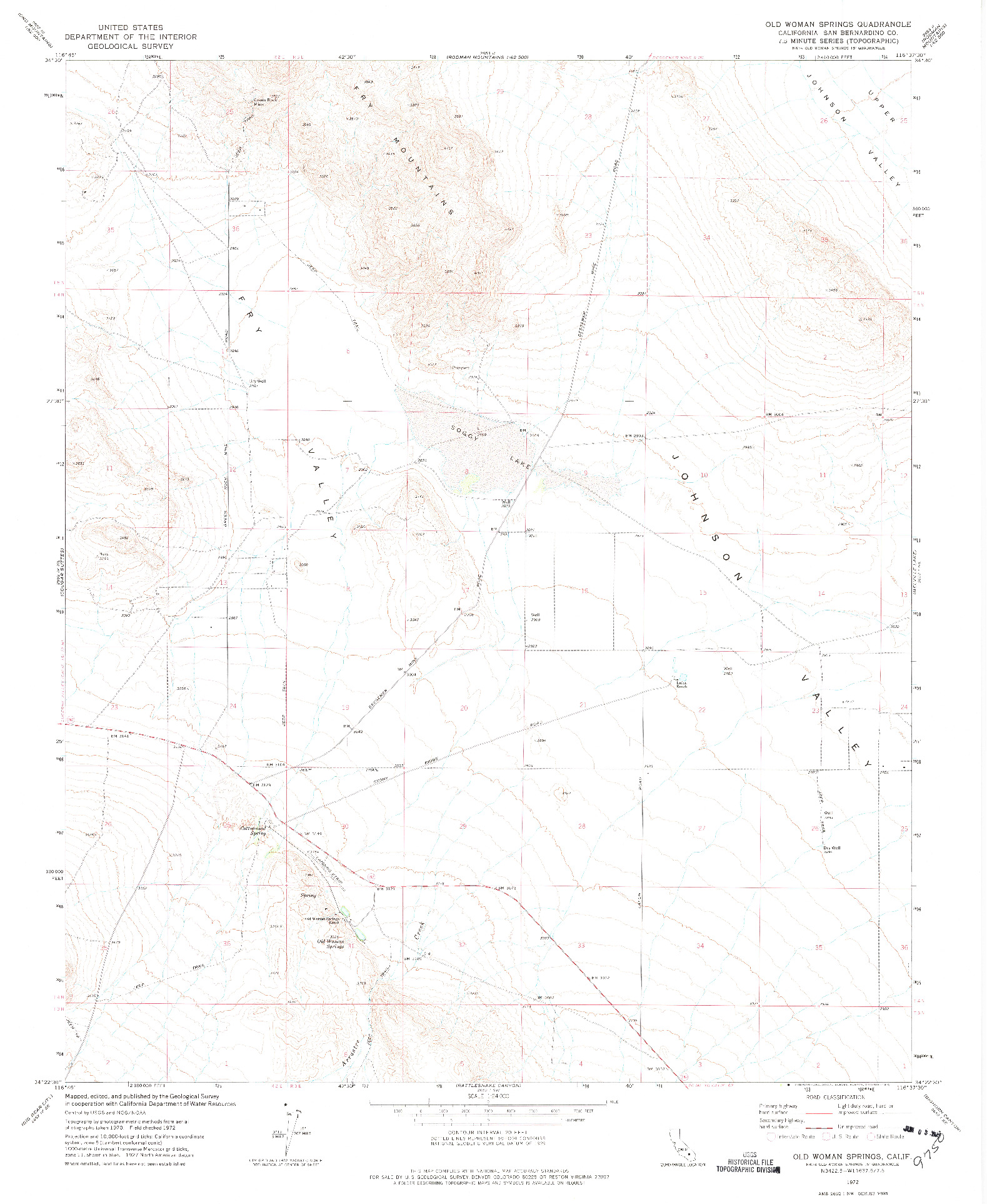 USGS 1:24000-SCALE QUADRANGLE FOR OLD WOMAN SPRINGS, CA 1972