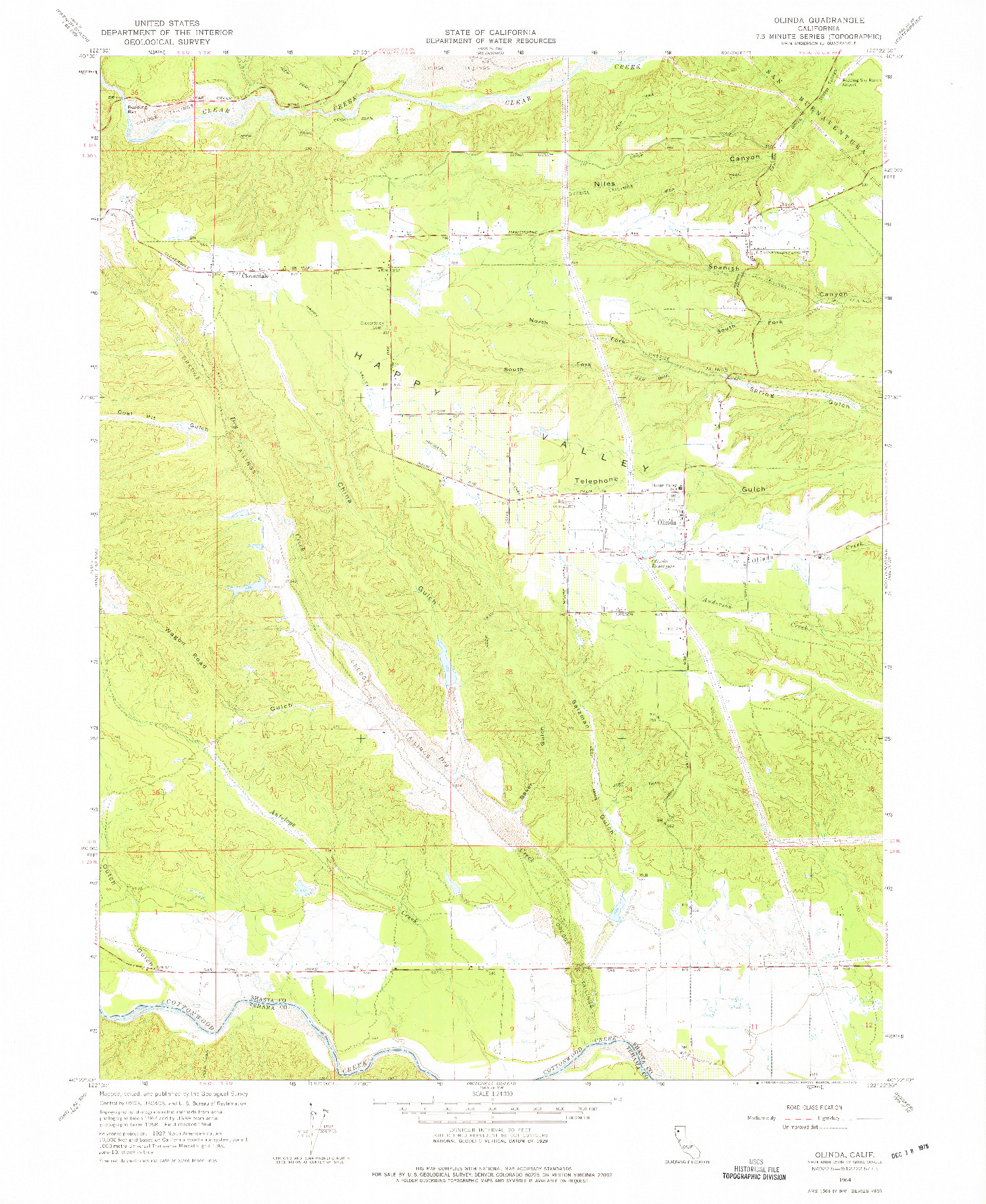 USGS 1:24000-SCALE QUADRANGLE FOR OLINDA, CA 1964