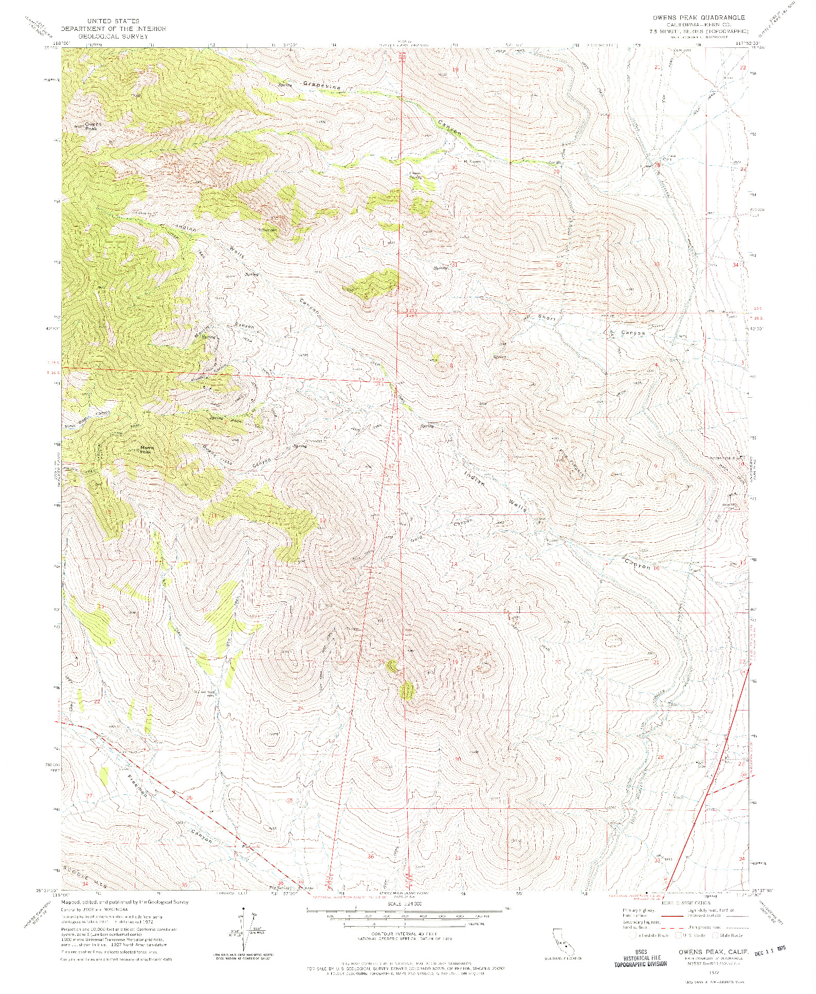 USGS 1:24000-SCALE QUADRANGLE FOR OWENS PEAK, CA 1972