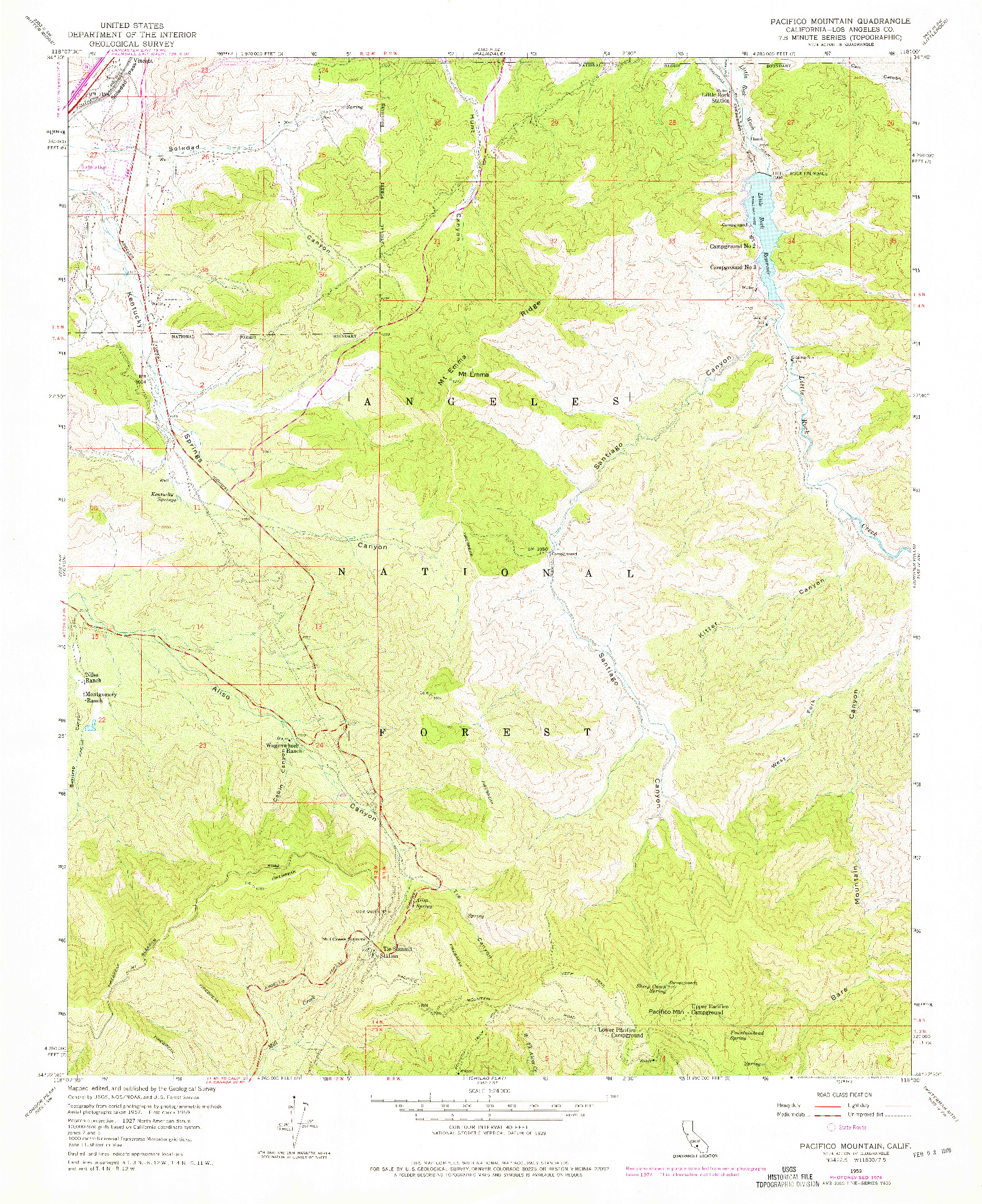 USGS 1:24000-SCALE QUADRANGLE FOR PACIFICO MOUNTAIN, CA 1959