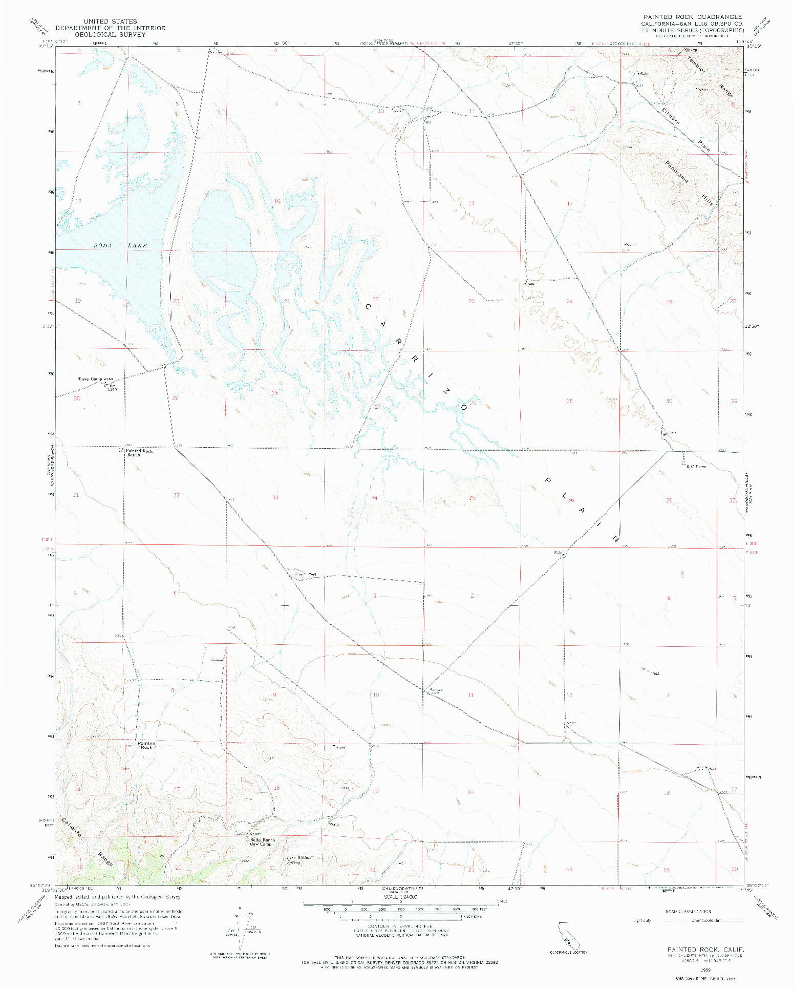 USGS 1:24000-SCALE QUADRANGLE FOR PAINTED ROCK, CA 1959