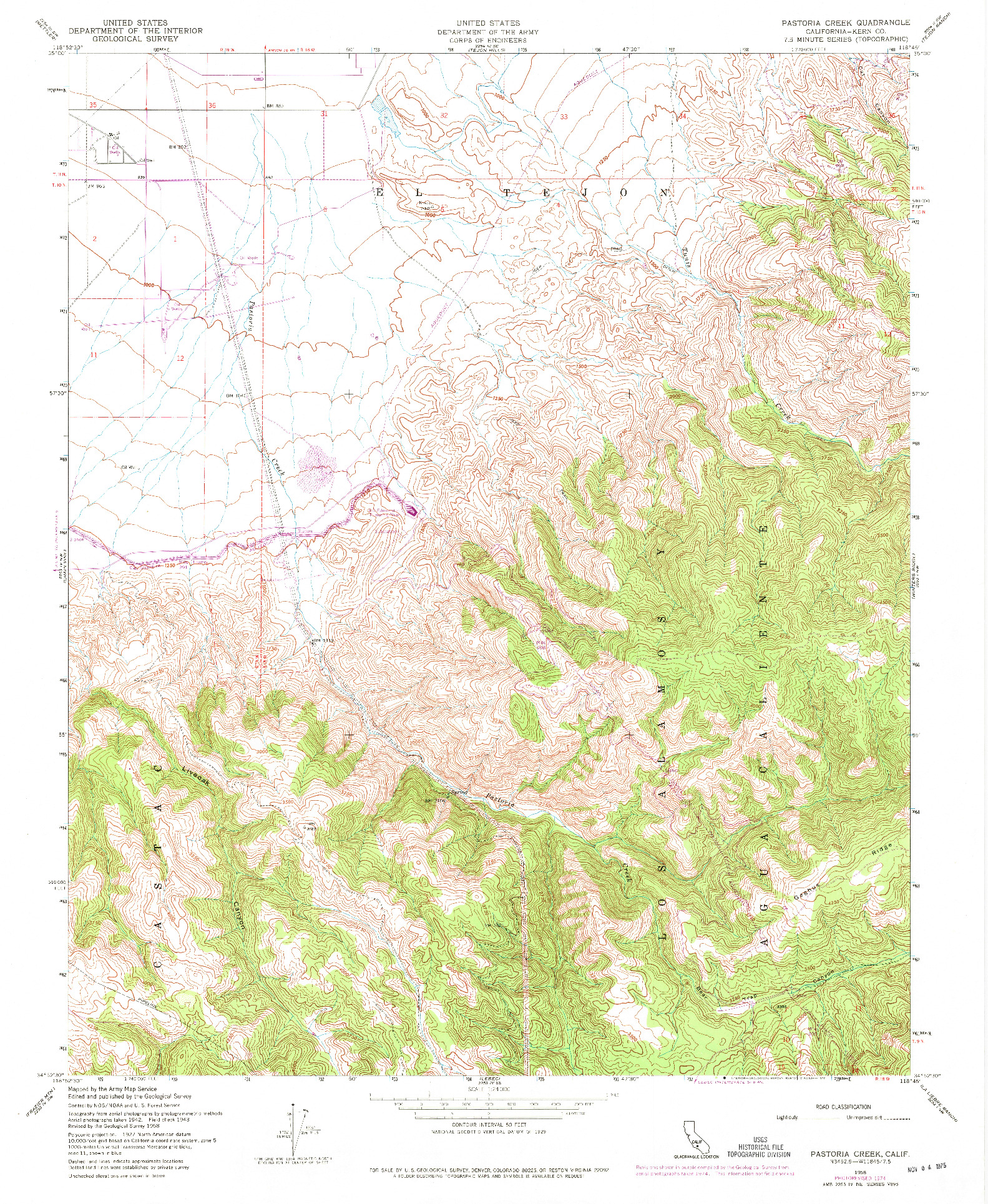 USGS 1:24000-SCALE QUADRANGLE FOR PASTORIA CREEK, CA 1958