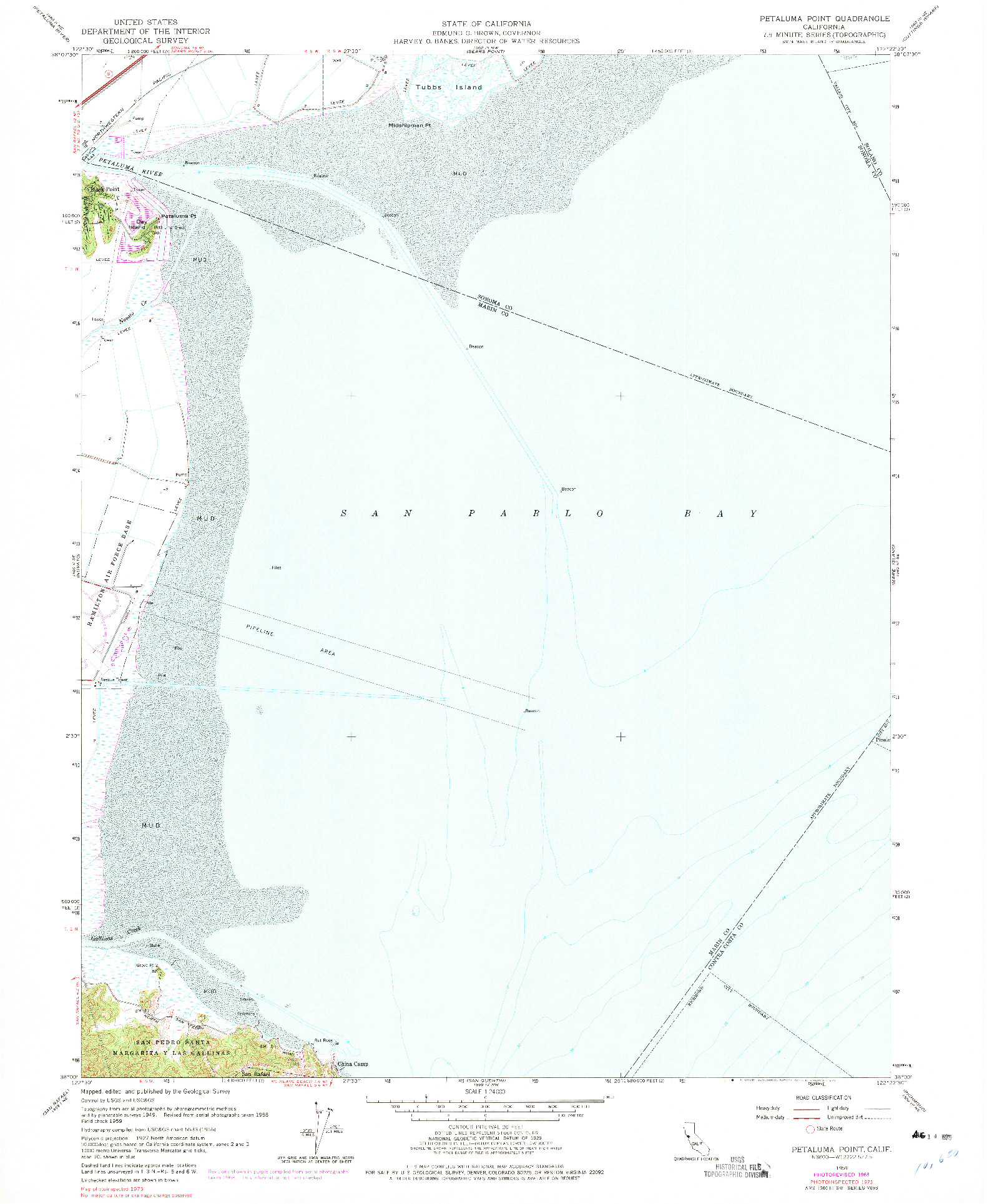 USGS 1:24000-SCALE QUADRANGLE FOR PETALUMA POINT, CA 1959