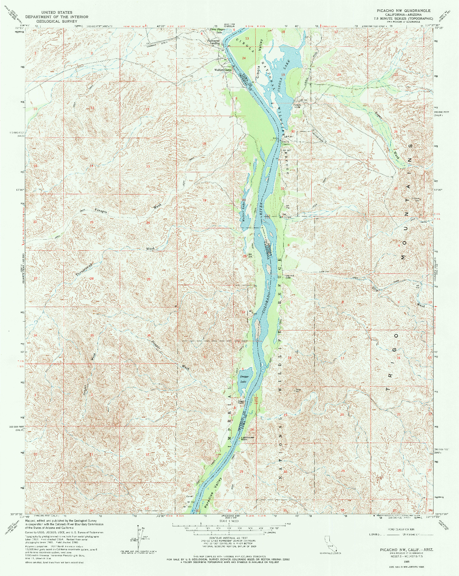 USGS 1:24000-SCALE QUADRANGLE FOR PICACHO NW, CA 1965