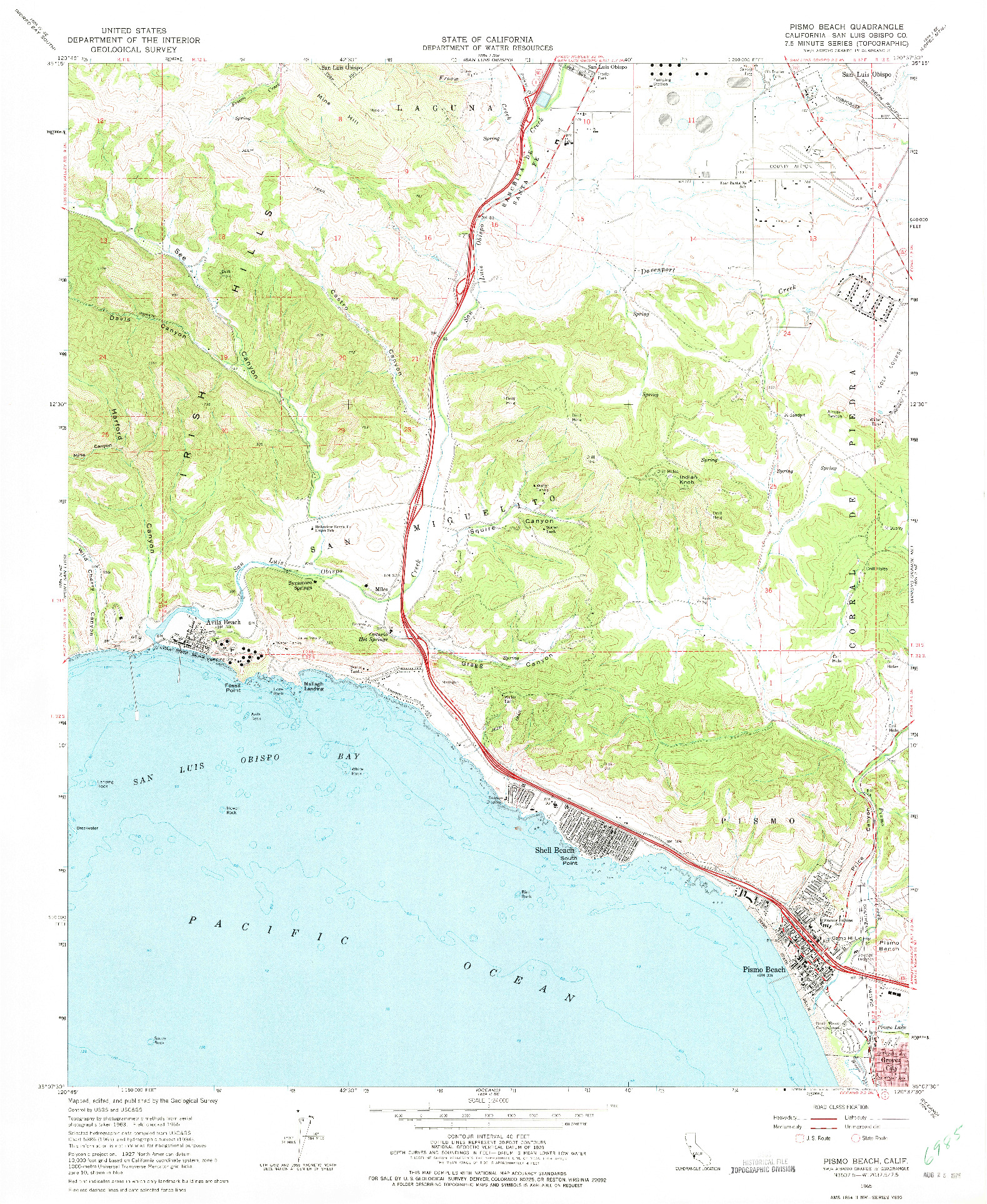 USGS 1:24000-SCALE QUADRANGLE FOR PISMO BEACH, CA 1965
