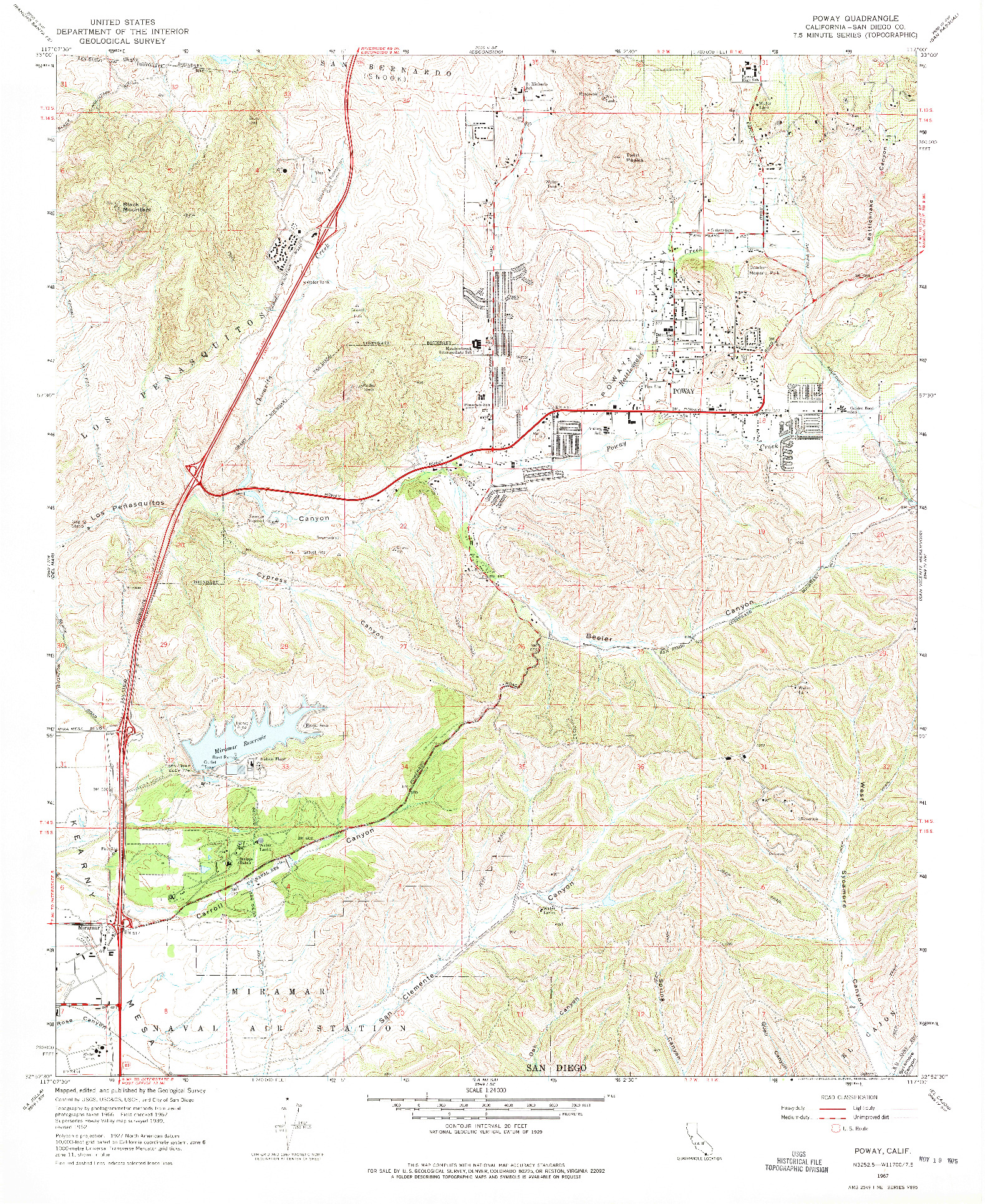 USGS 1:24000-SCALE QUADRANGLE FOR POWAY, CA 1967