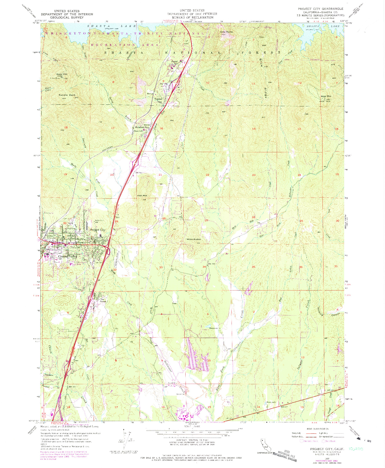 USGS 1:24000-SCALE QUADRANGLE FOR PROJECT CITY, CA 1957