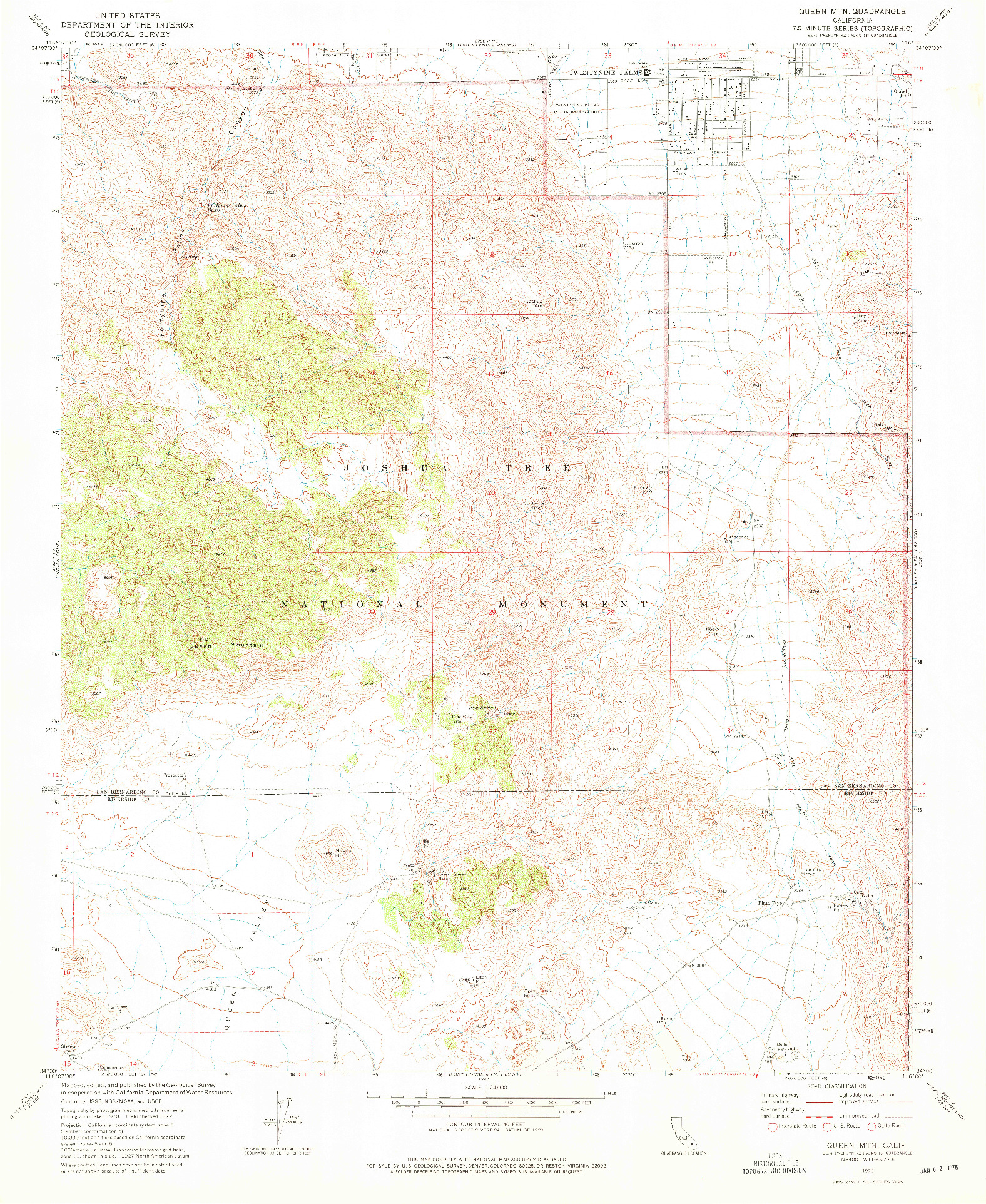 USGS 1:24000-SCALE QUADRANGLE FOR QUEEN MOUNTAIN, CA 1972