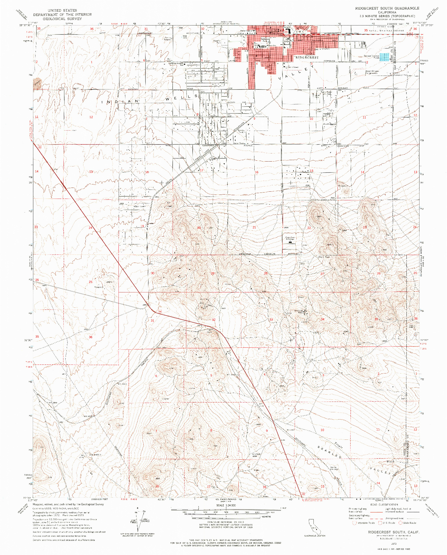 USGS 1:24000-SCALE QUADRANGLE FOR RIDGECREST SOUTH, CA 1973