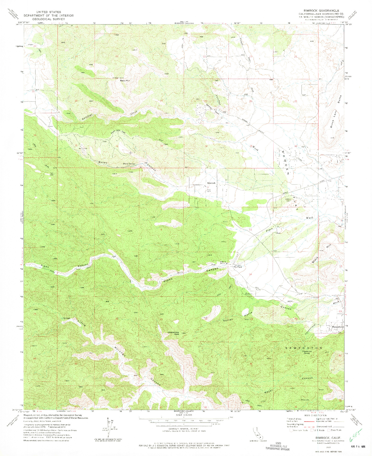 USGS 1:24000-SCALE QUADRANGLE FOR RIMROCK, CA 1972