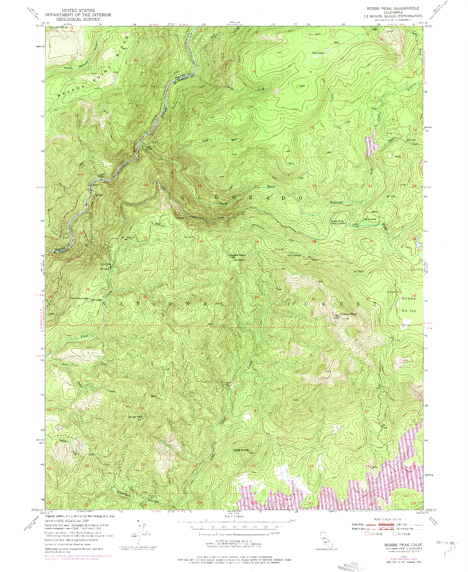 USGS 1:24000-SCALE QUADRANGLE FOR ROBBS PEAK, CA 1950